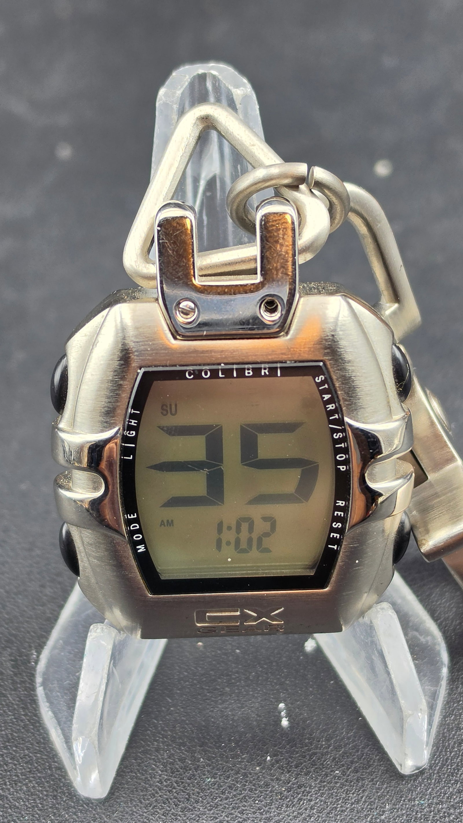 2000s Colibri GX Gear Digital Clip Watch Carabiner Keychain Day Time Chronograph 41mm (1 of 6)