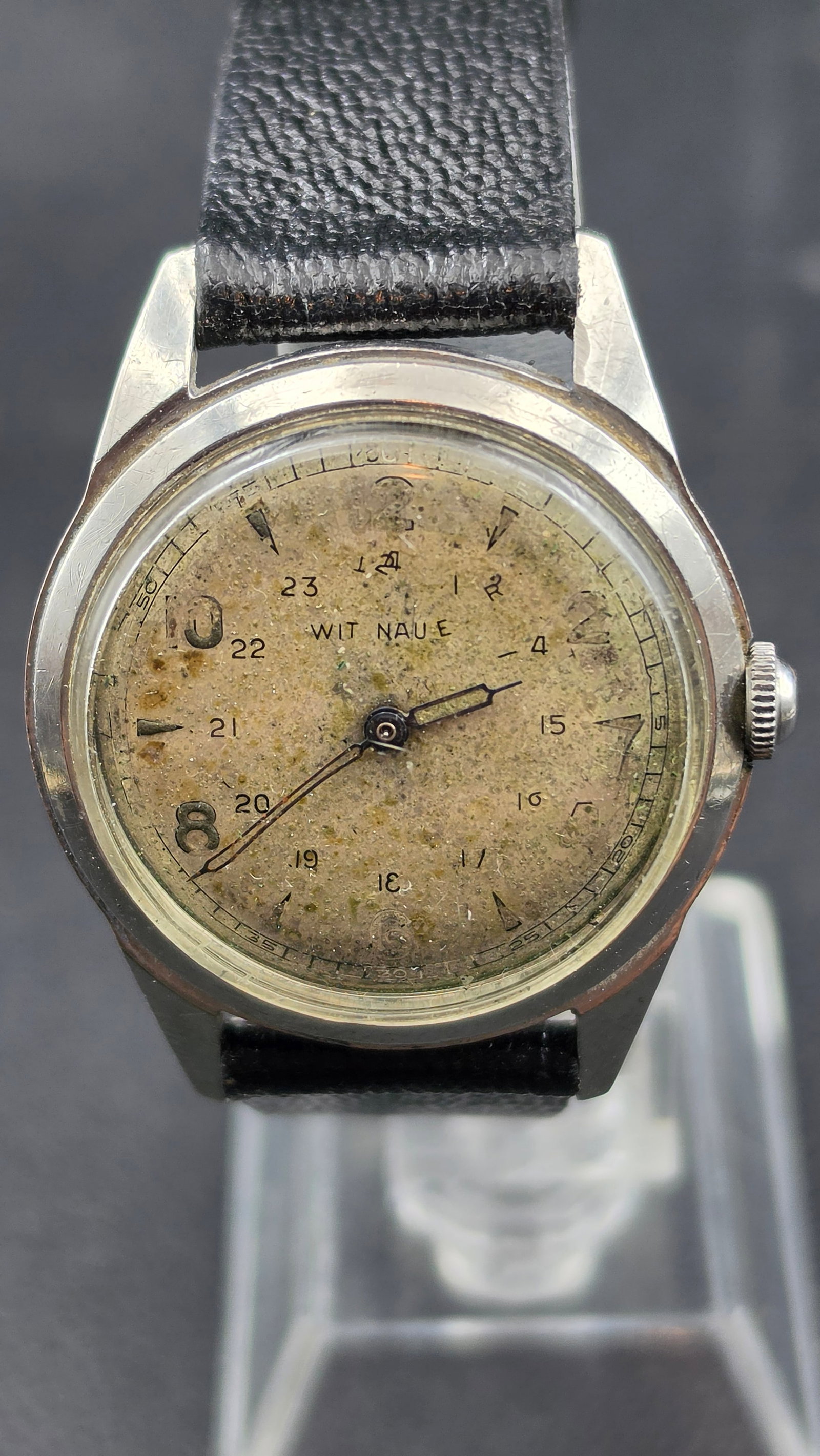 1940s-1950s Wittnauer 17 Jewel Military 24-Hour Dual Scale Dial Swiss Watch 11ESK French Case 34mm (1 of 11)