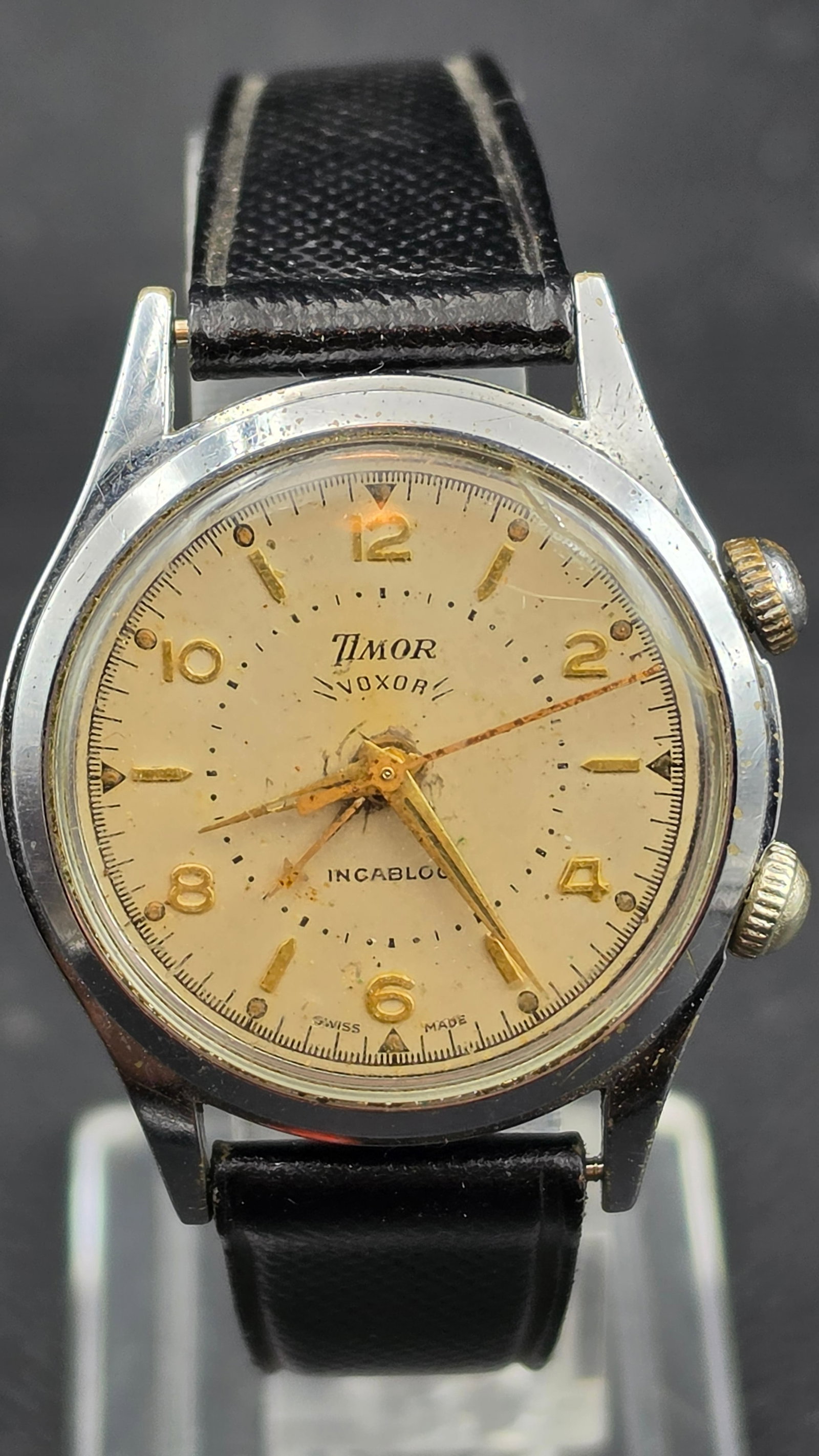 1950s Timor Voxor Alarm Watch 17 Jewel Swiss Cal AS-1475 Manual Wind Incabloc 33mm (1 of 10)