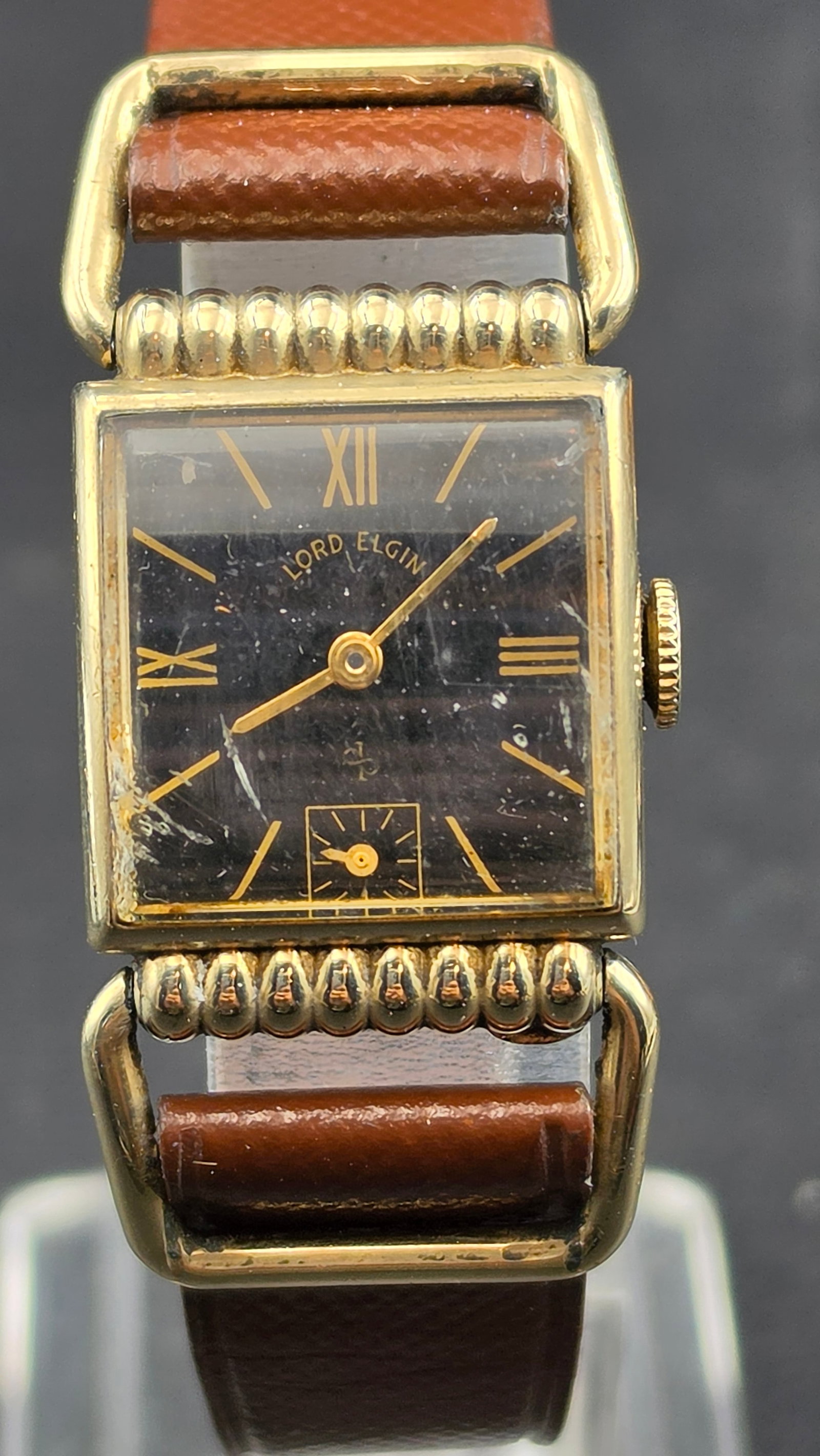 1950 Lord Elgin 4602 Black Roman Dial 21 Jewel 14K Gold Filled Grade 626 USA Dress Watch Runs (1 of 11)