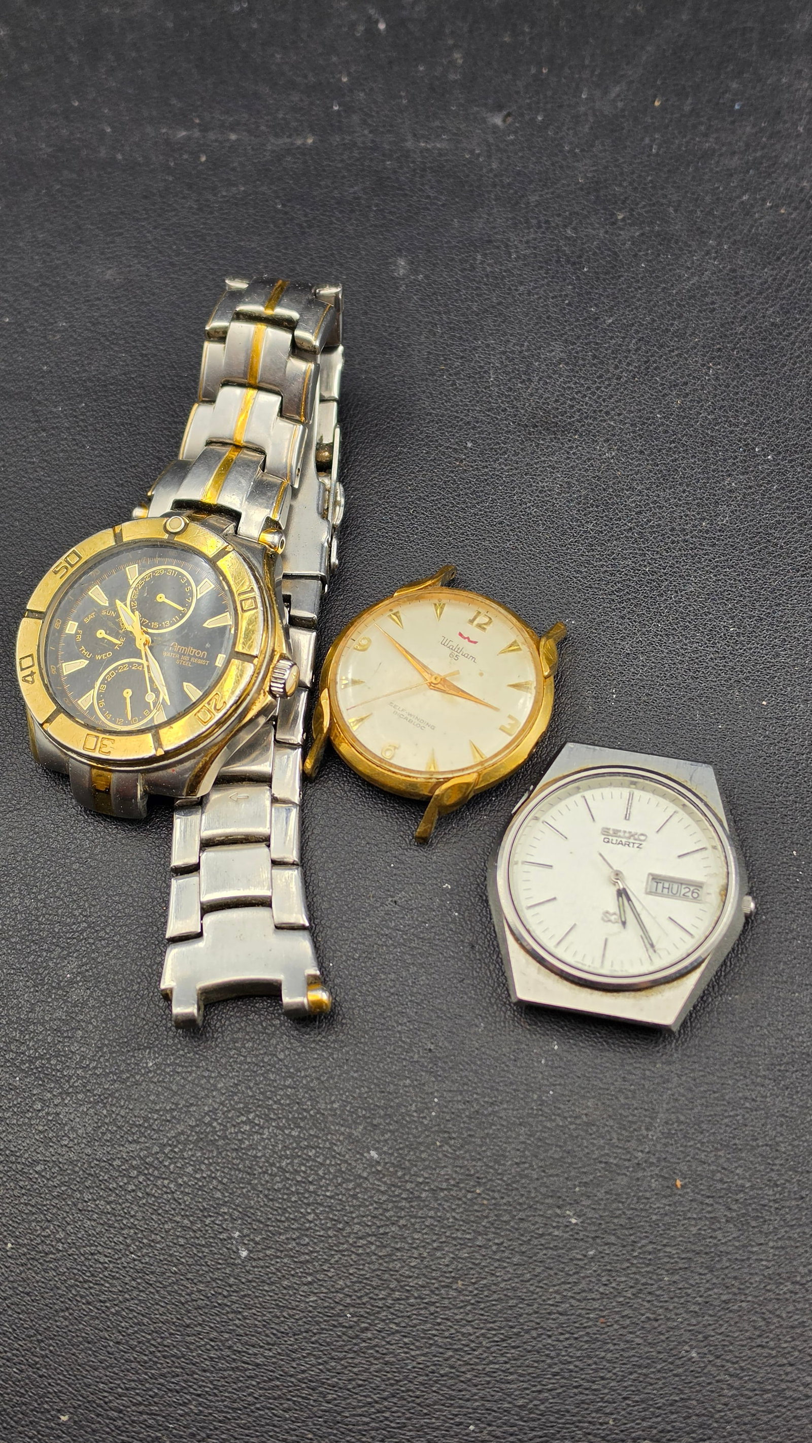 Vintage Watch Lot 3 Pieces Armitron Multifunction Waltham 65 Automatic Seiko Quartz Day Date (1 of 7)