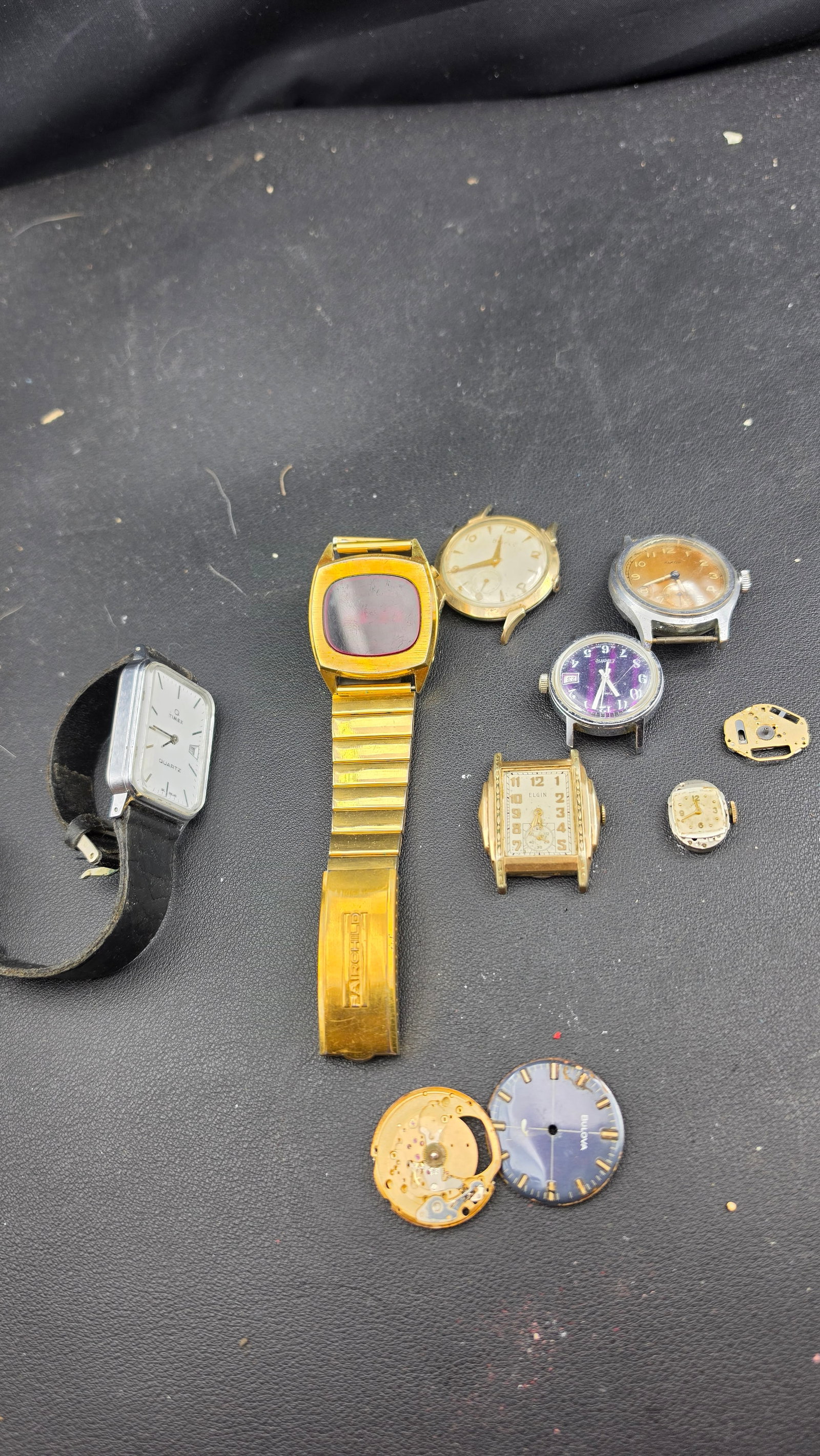 Vintage Watch Parts & Project Lot Bulova Elgin Timex Fairchild LED Lady Elgin 1930s–1970s (1 of 12)