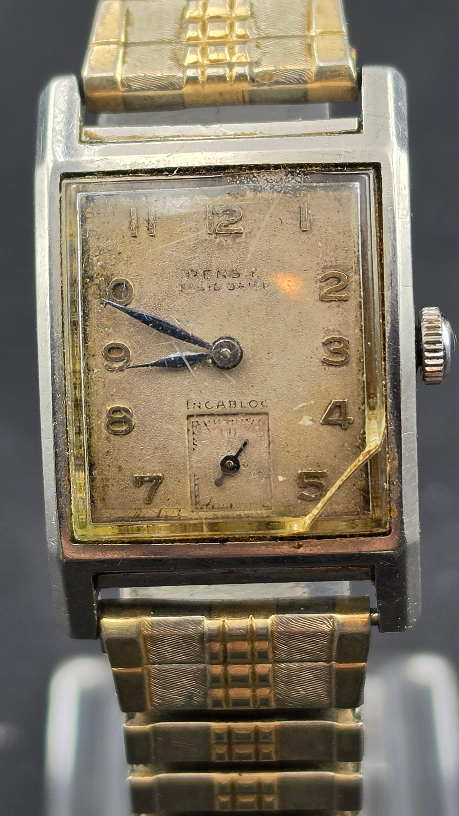 1950s A. Reymond Ltd Tramelan Swiss 17 Jewel Tank Watch Incabloc 10K GF Runs: Up for sale is a vintage 1950s A. Reymond Ltd Swiss-made square tank-style men's dress watch. The case back is stamped "200 / A. Reymond Ltd / Tramelan Swiss / Brevet +" — Brevet being the Swiss pat