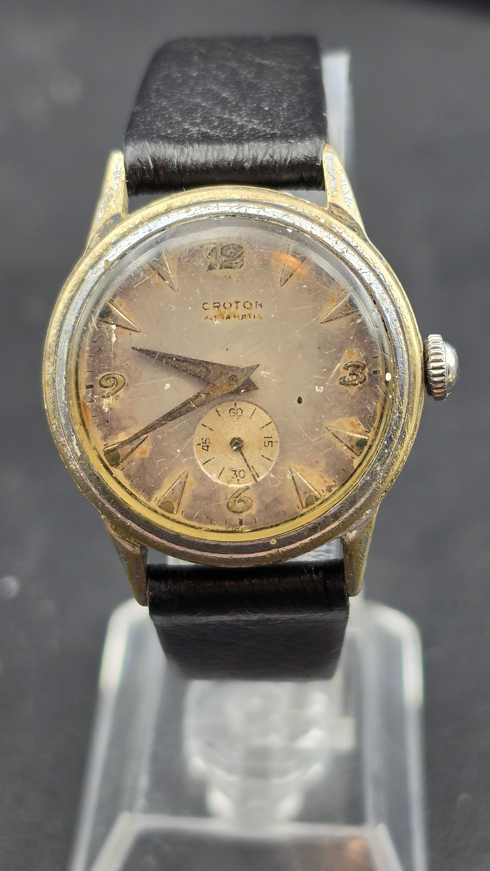 1950s Croton Aquamatic Self-Winding Swiss Bumper Automatic Incabloc Watch Runs 30mm (1 of 8)