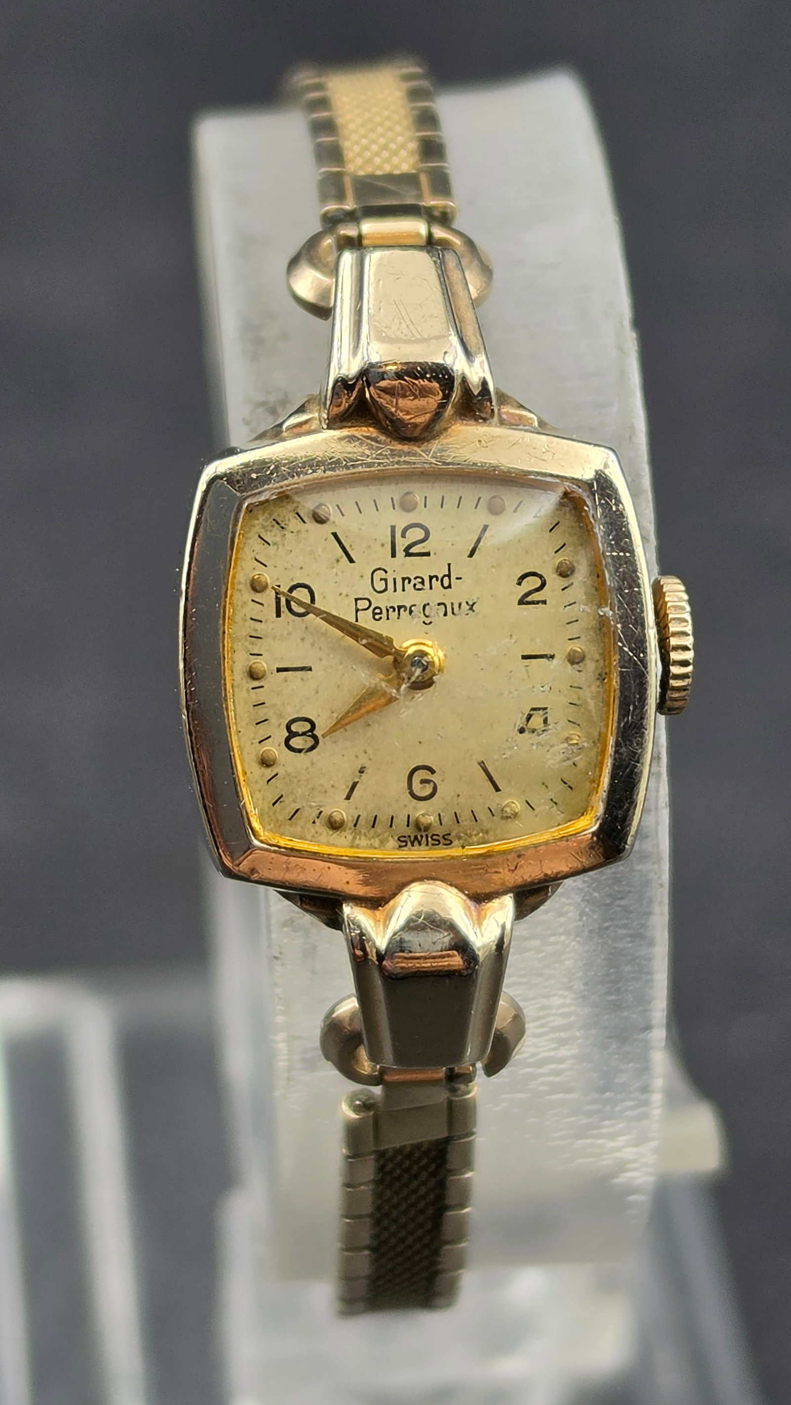 1950s Girard-Perregaux Ladies 17J Swiss Mechanical Watch 10K GF Diamond Accent Kreisler Bracelet: Up for sale is a vintage ladies Girard-Perregaux wristwatch from the 1950s, powered by a 17-jewel Swiss manual wind movement marked "Girard-Perregaux & Co. / Seventeen Jewels" with caliber designation