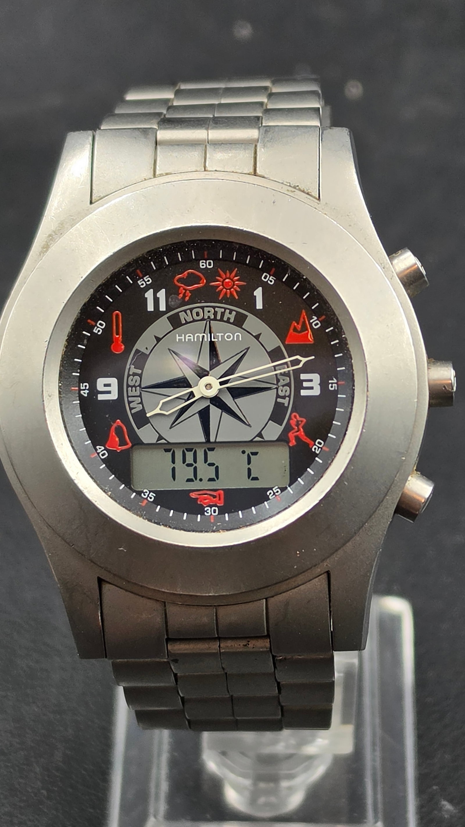 Hamilton Khaki Multi-Touch Ana-Digi Compass Thermometer Stainless Steel Watch 42mm H91514733 (1 of 11)