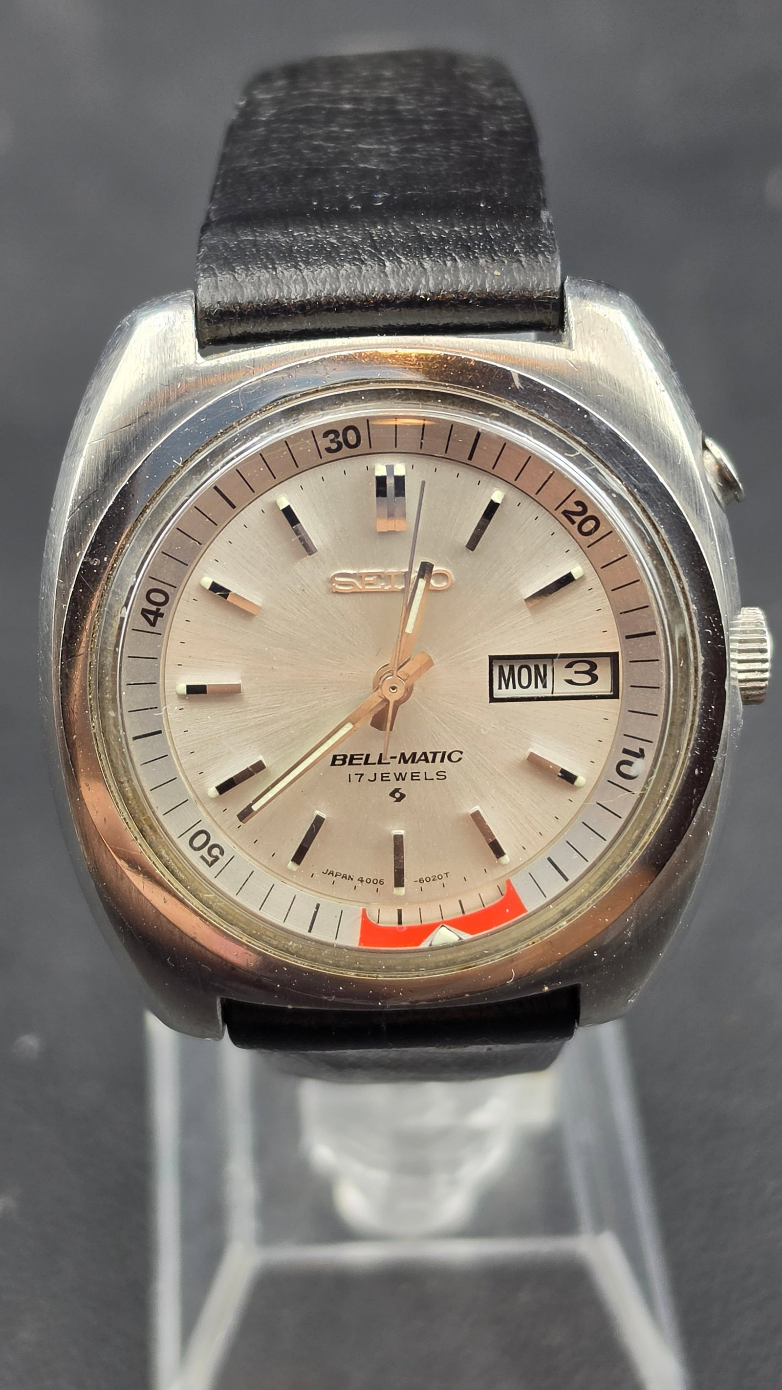 Vintage 1973 Seiko Bell-Matic 4006-6020T Automatic Alarm Day-Date 17 Jewel SS Watch 39mm (1 of 11)