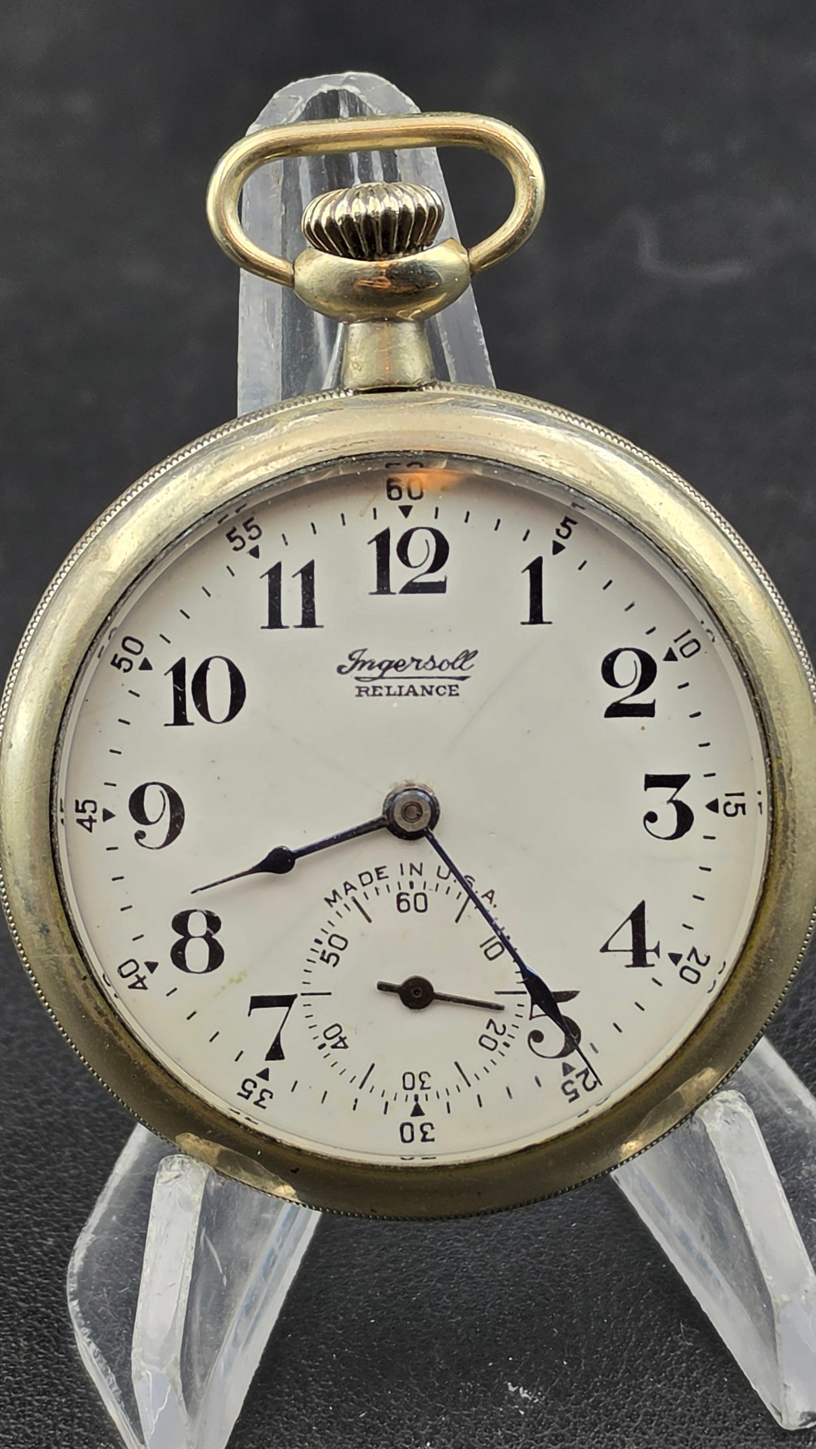 c.1893 Ingersoll Reliance 7 Jewel Open Face Engine-Turned Pocket Watch Robt H Ingersoll Running (1 of 8)