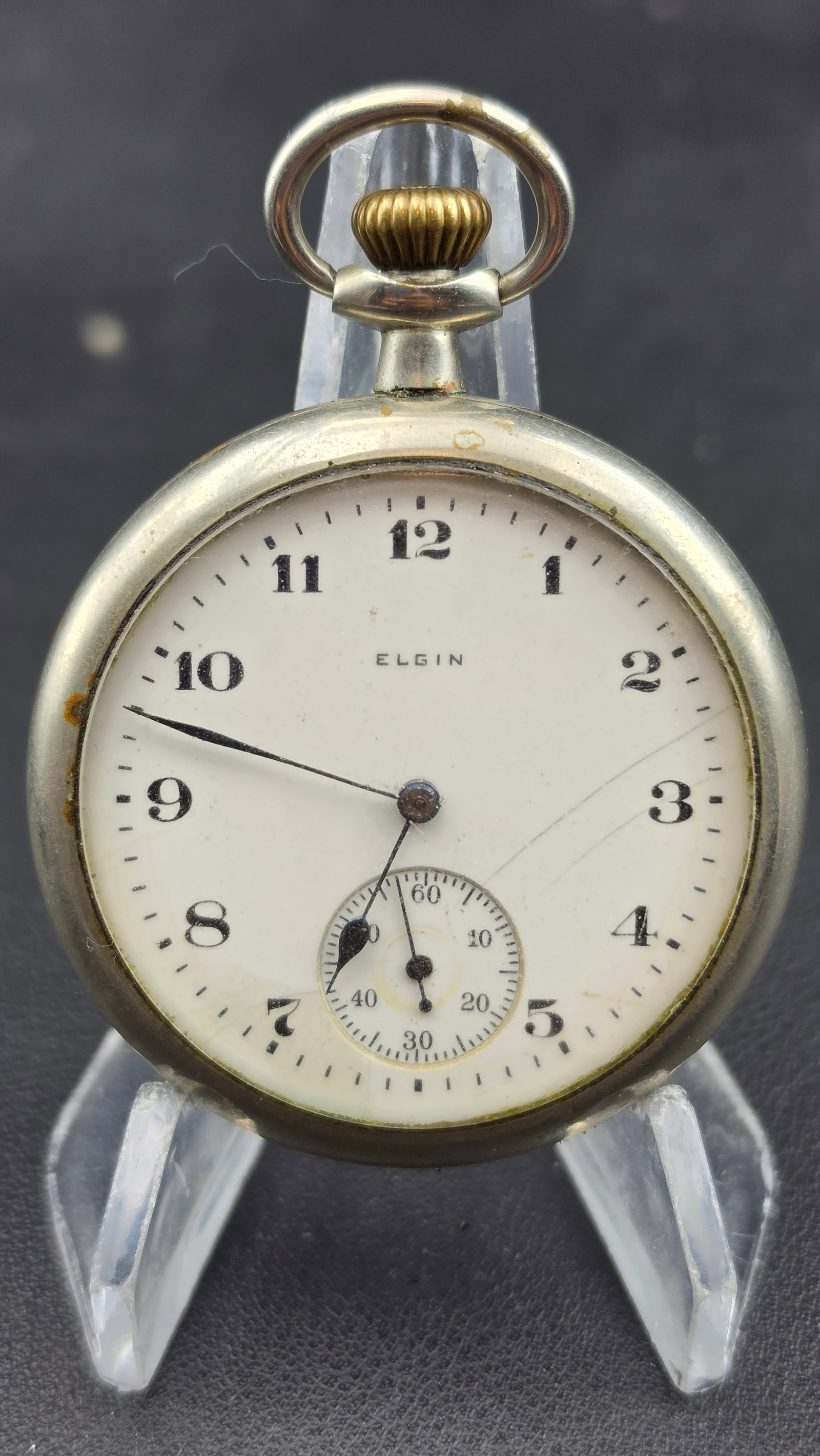 c.1920 Elgin Natl Watch Co 15J 3/4 Plate Pocket Watch Philadelphia Watch Case Silverode Runs (1 of 9)