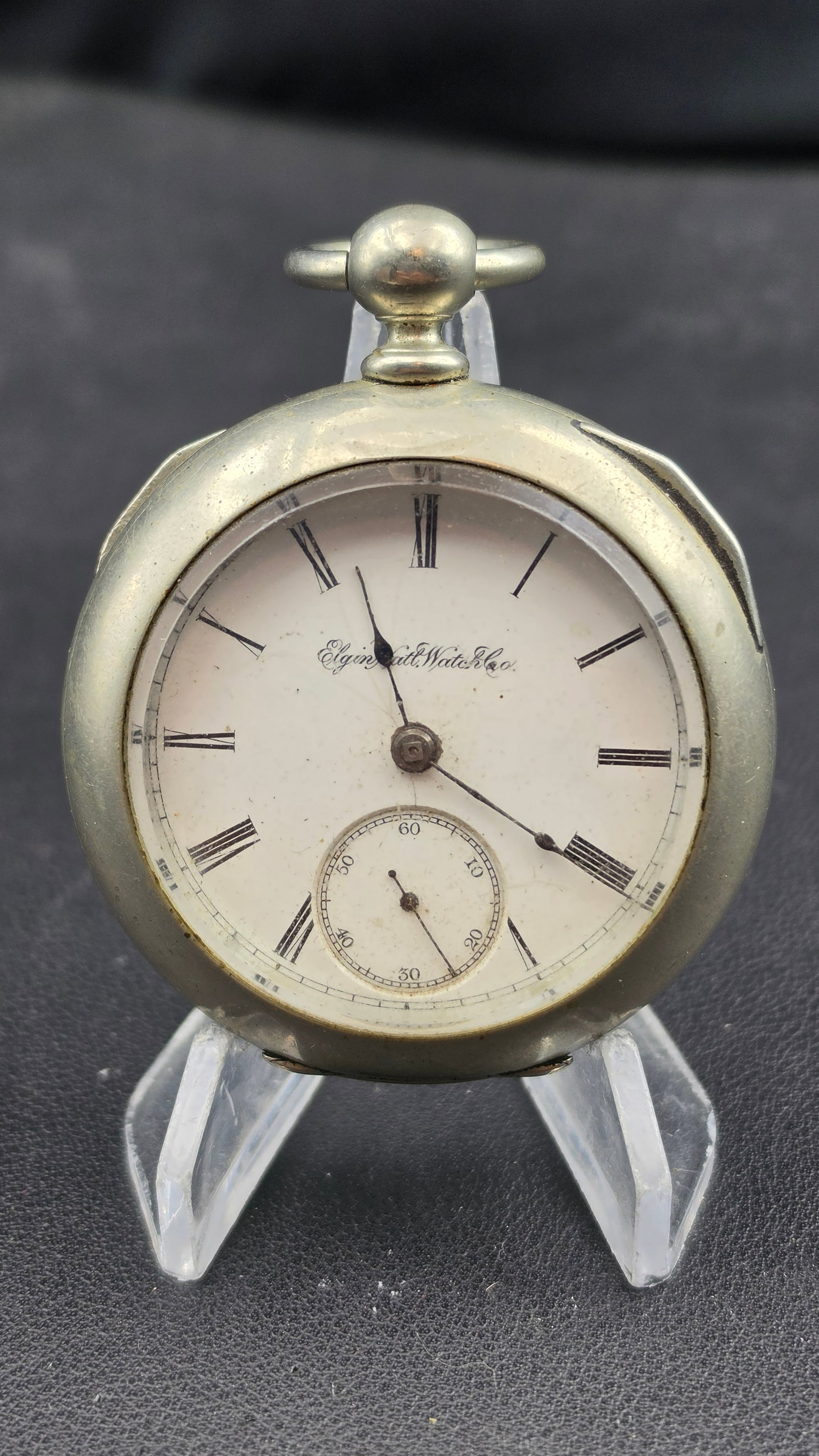 1889 Elgin Natl Watch Co Grade 97 Model 1 18s 7J Key Wind Key Set Pocket Watch Runs (1 of 9)