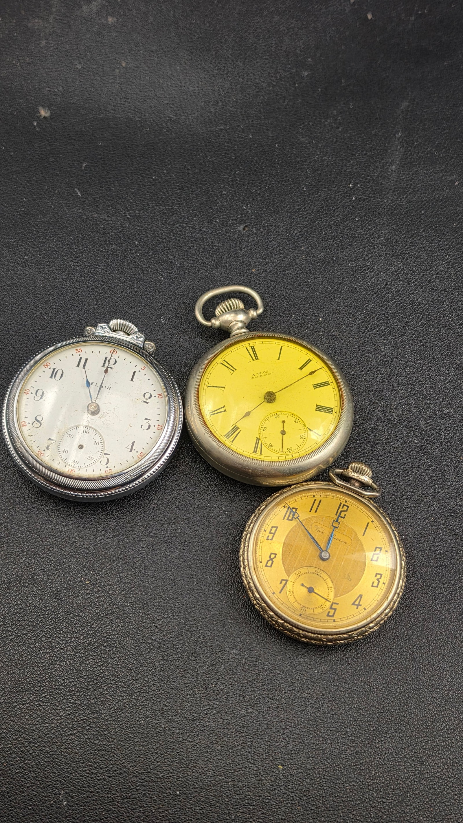 Antique Pocket Watch Lot — c.1880s-1920s: Elgin, A.W. Co. Waltham Wm. Ellery & Van Buren Swiss — (1 of 7)