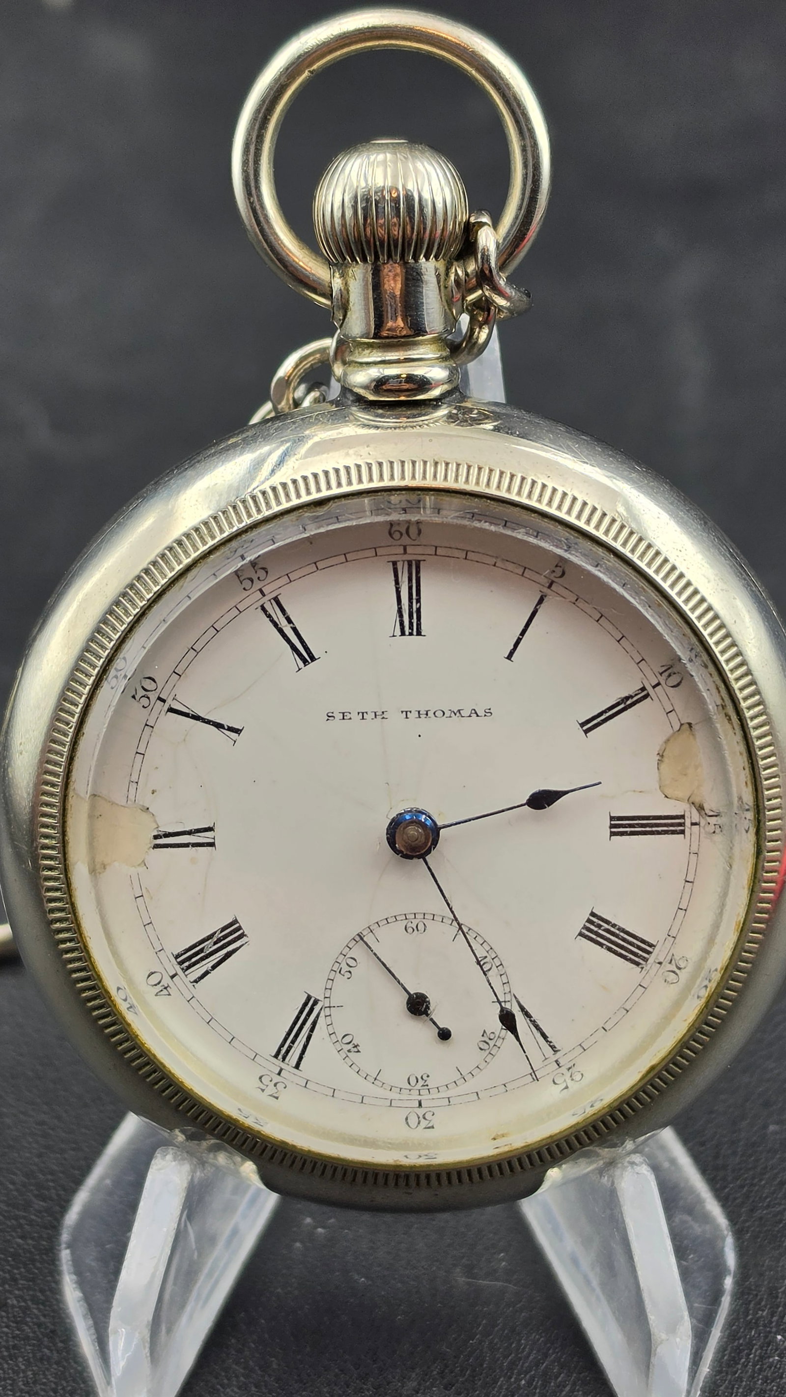 1900 Seth Thomas Grade 36 18s 7-Jewel Pocket Watch Silverode Case Serial 640179 Runs (1 of 9)