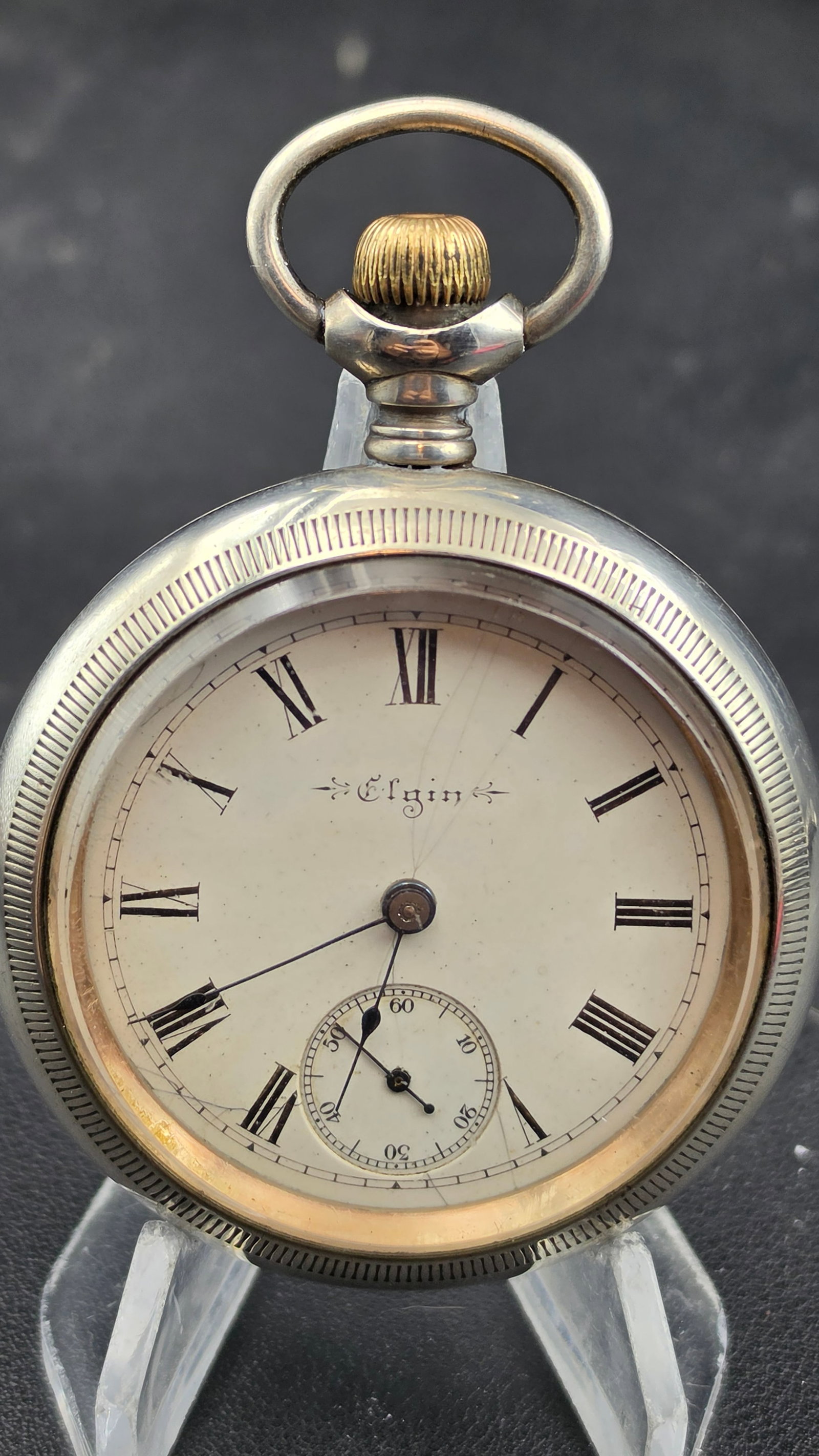1893 Elgin G.M. Wheeler Grade 44 18s 15-Jewel Pocket Watch Illinois Hercules Case Serial 4996433 Run: This is an Elgin National Watch Co. Grade 44 "G.M. Wheeler," Model 5, Series 5, Class 9, 18 size, 15-jewel pocket watch manufactured in Elgin, Illinois, with an estimated production year of 1893 per t