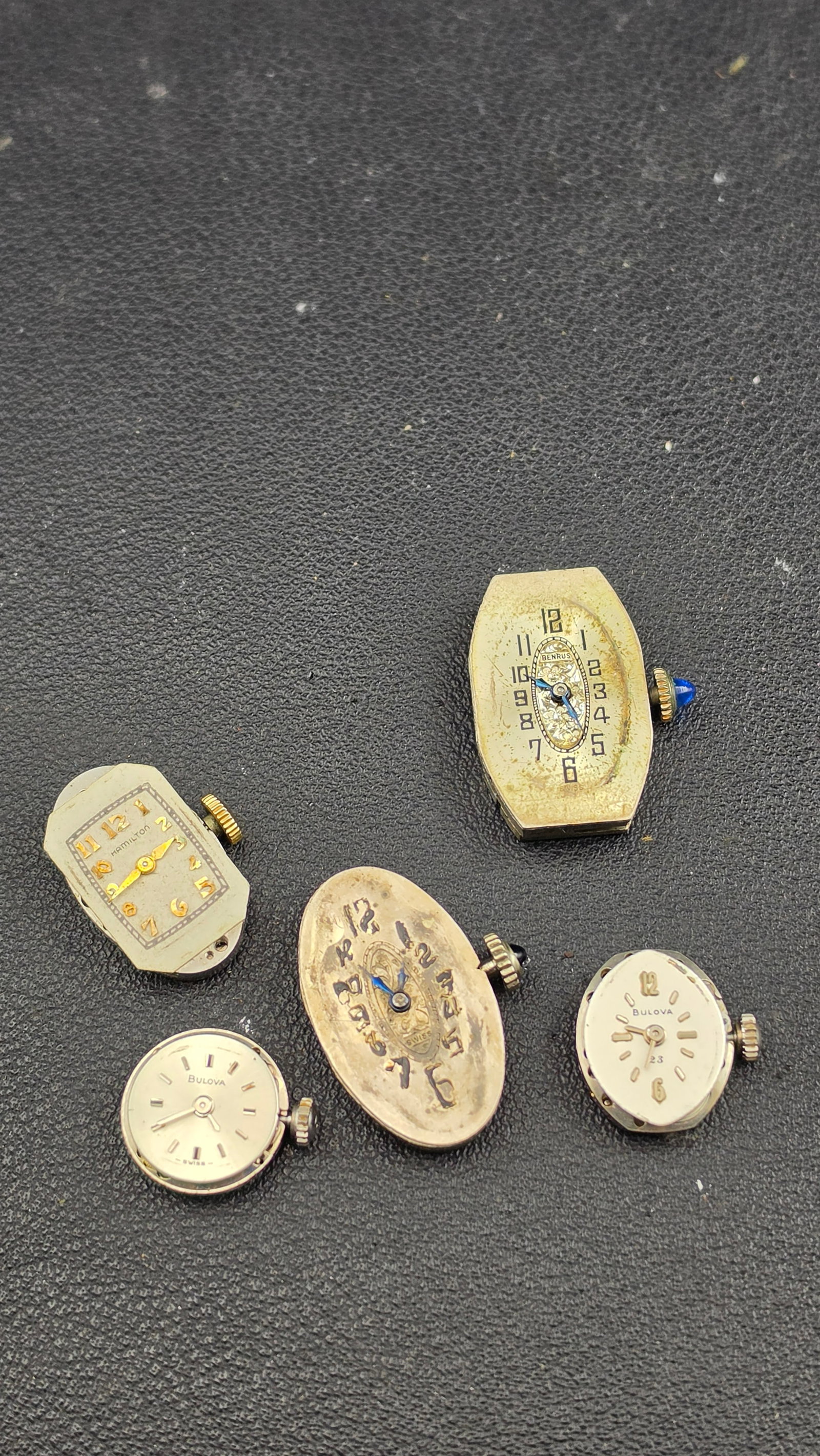 Vintage Ladies Watch Movement Parts Lot 1930s-1950s Hamilton Bulova Benrus Wega Swiss USA Horologica (1 of 9)