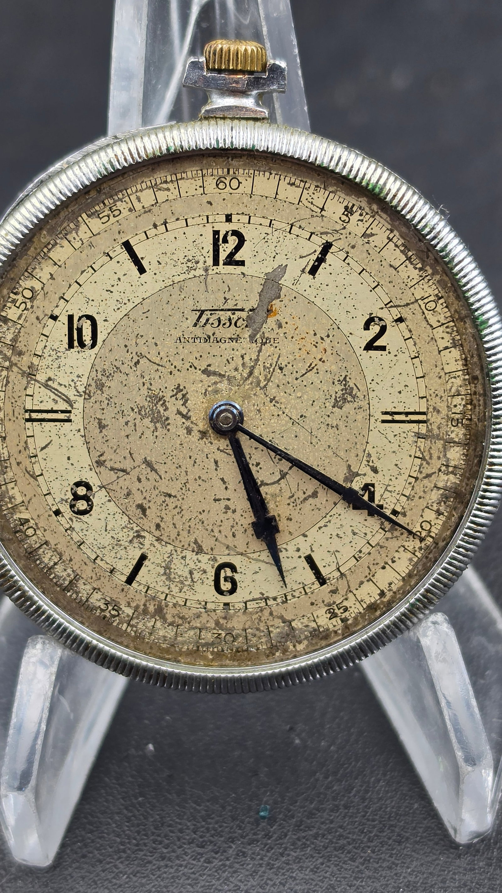Antique 1930s Tissot Le Locle Antimagnetique Pocket Watch 15 Jewel 2 Adj Swiss Serial 534411 46mm: This is an antique Tissot pocket watch from Le Locle, Switzerland, dating to the 1930s, representing one of the most respected names in Swiss horology. The watch measures approximately 46.93mm across 