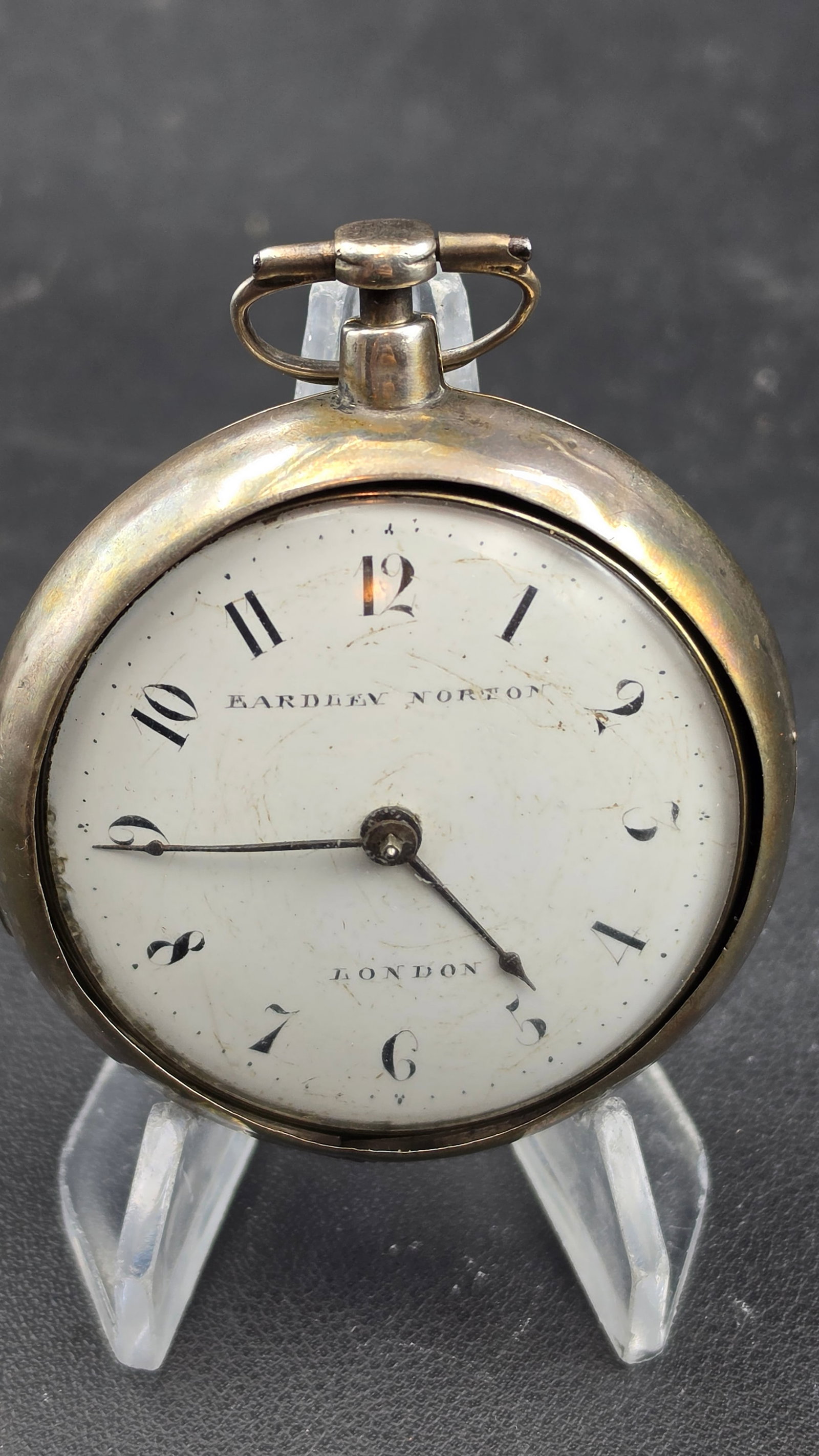 Antique c.1780 Eardley Norton London Silver Pocket Watch 58mm Gilt Engraved Movement Ruby Balance Co (1 of 11)