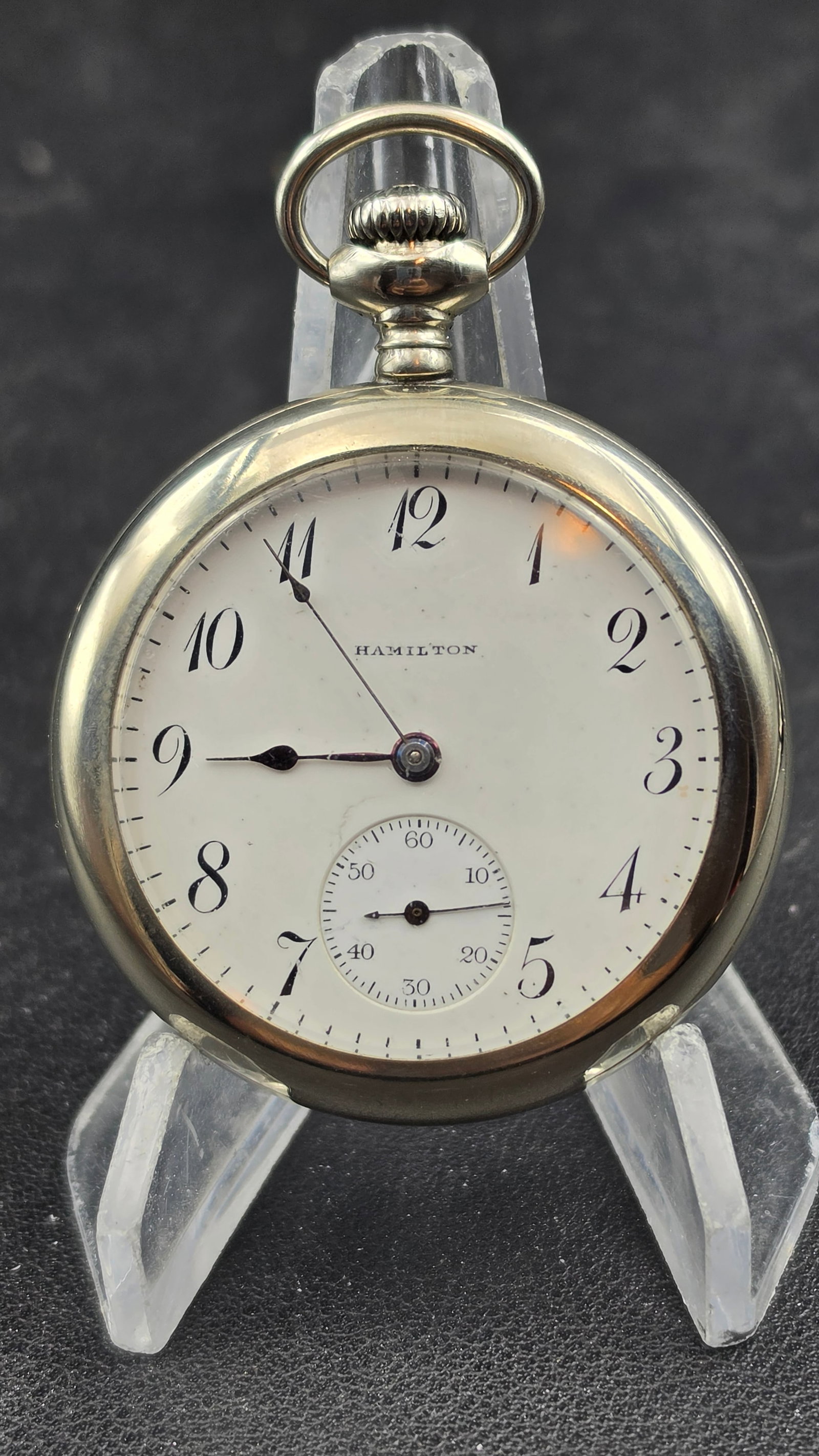 1919 Hamilton Grade 920 23 Jewel 12s 5-Position Railroad Grade Pocket Watch Alaska Silver Case Runs: Up for auction is a premium-grade antique American railroad pocket watch by the Hamilton Watch Company of Lancaster, Pennsylvania, confirmed via serial number 1831752 as Grade 920, produced in 1919. T