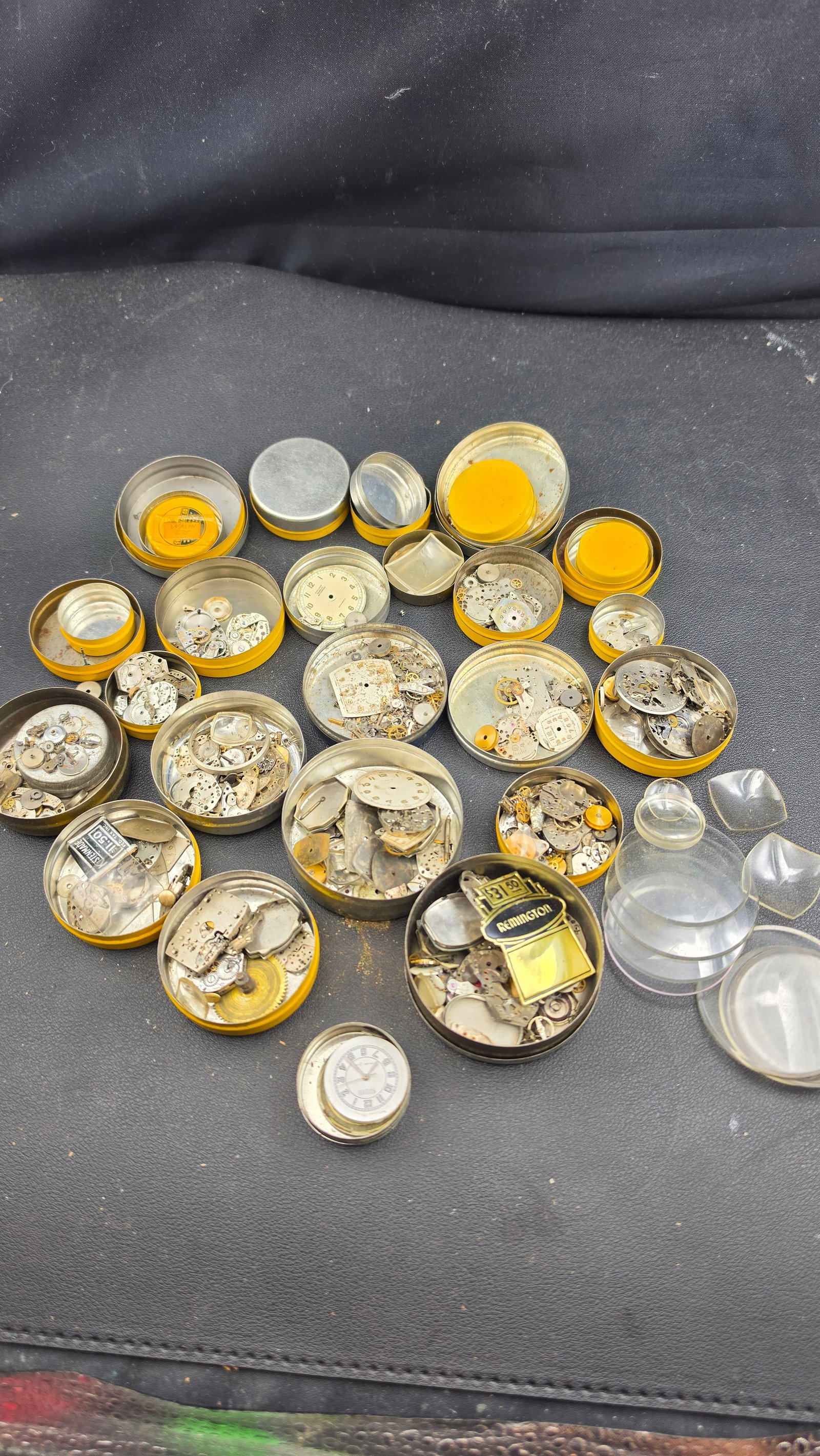 Massive Vintage Watchmaker Parts Lot c.1940s-1970s Elgin Bulova Benrus Seeland Movements Dials Cryst (1 of 12)