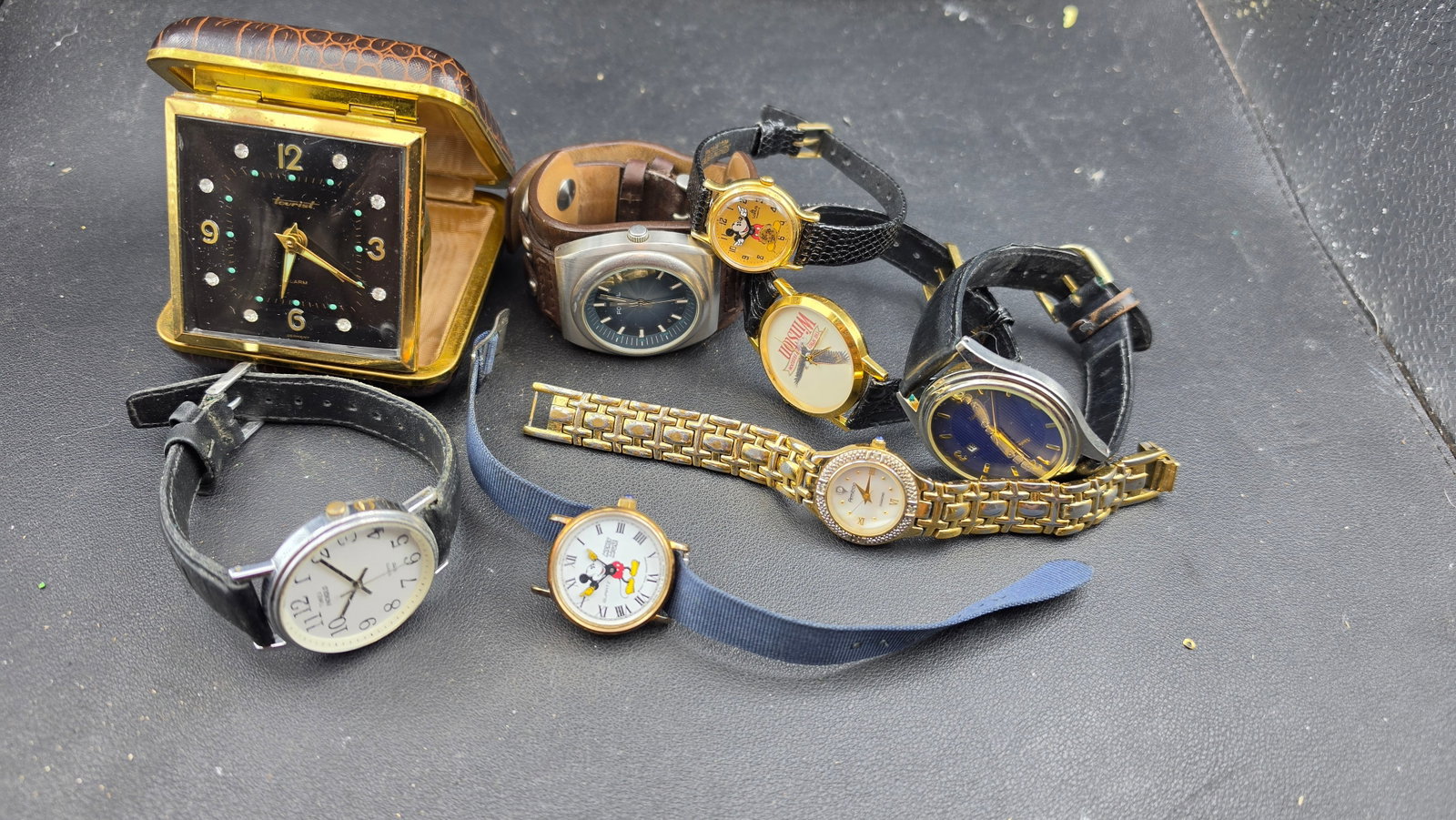 Lot c.1950s-2000s Watches & Tourist Germany Rhinestone Travel Alarm Clock Lorus Mickey Mouse Winston (1 of 5)