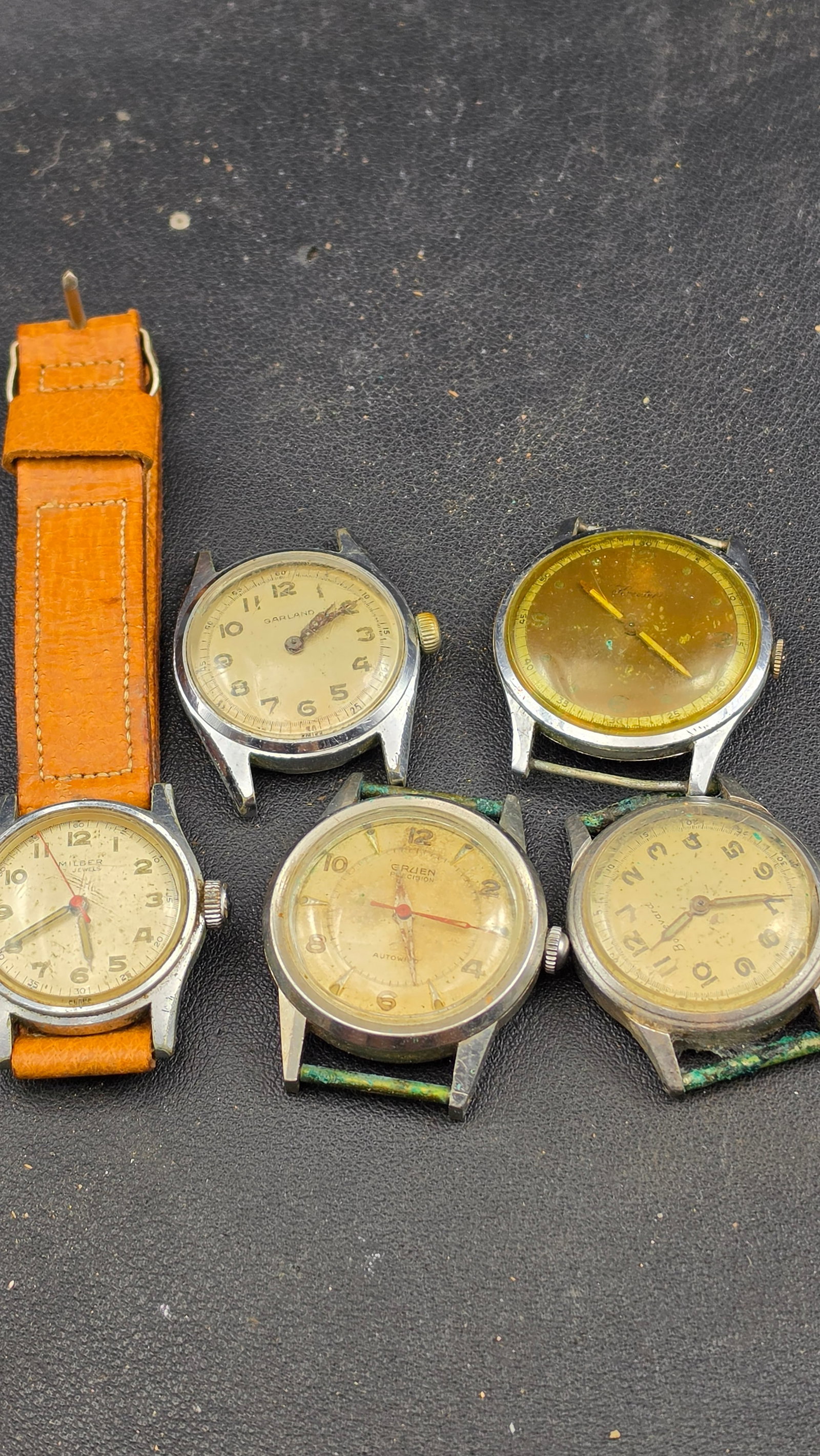 Lot of 5 Vintage 1940s-1950s Swiss Mechanical Watches Gruen Precision Milber Garland Kreuter Bolevar (1 of 11)