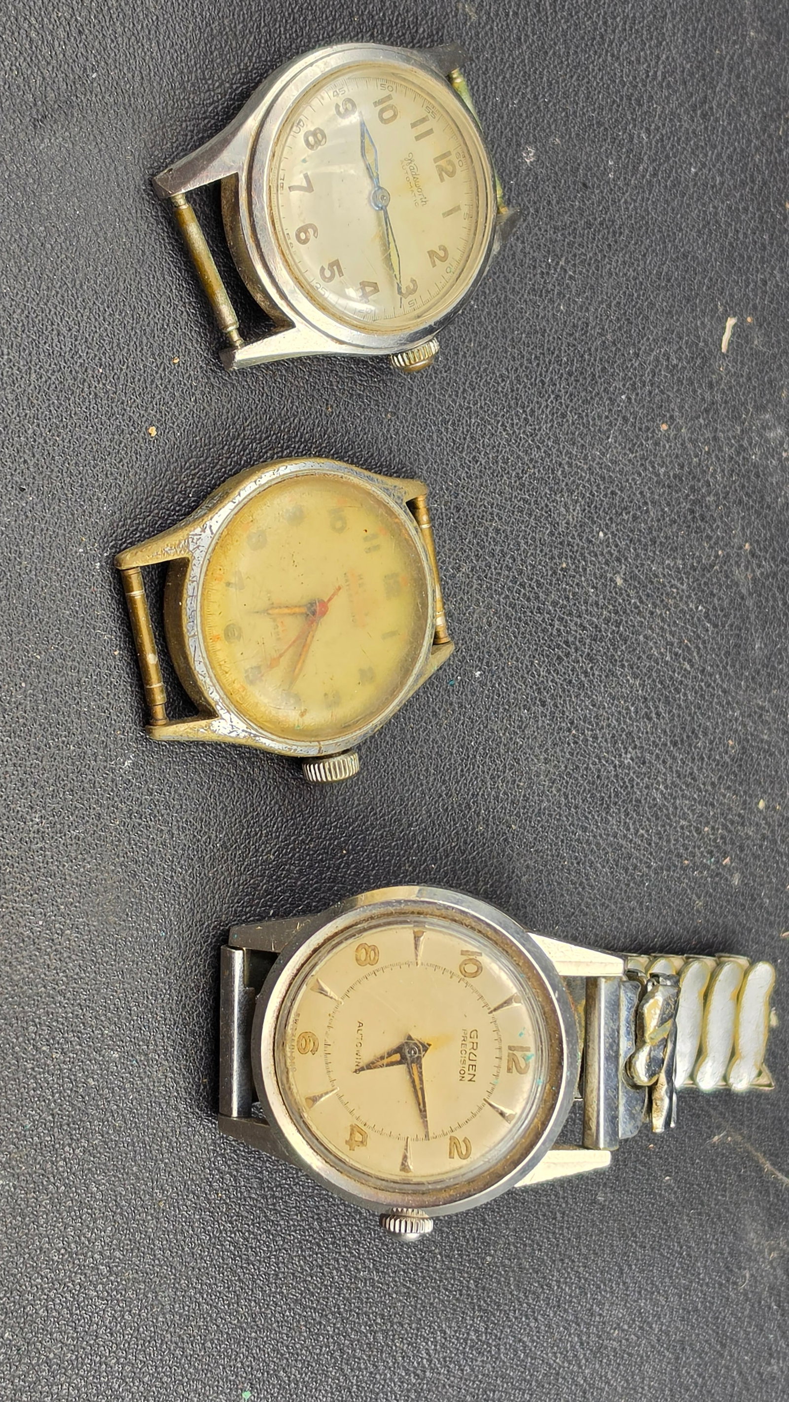 Lot of 3 Vintage 1940s-1950s Swiss Mechanical Watches Gruen Precision Autowind Wadsworth Helbros (1 of 7)