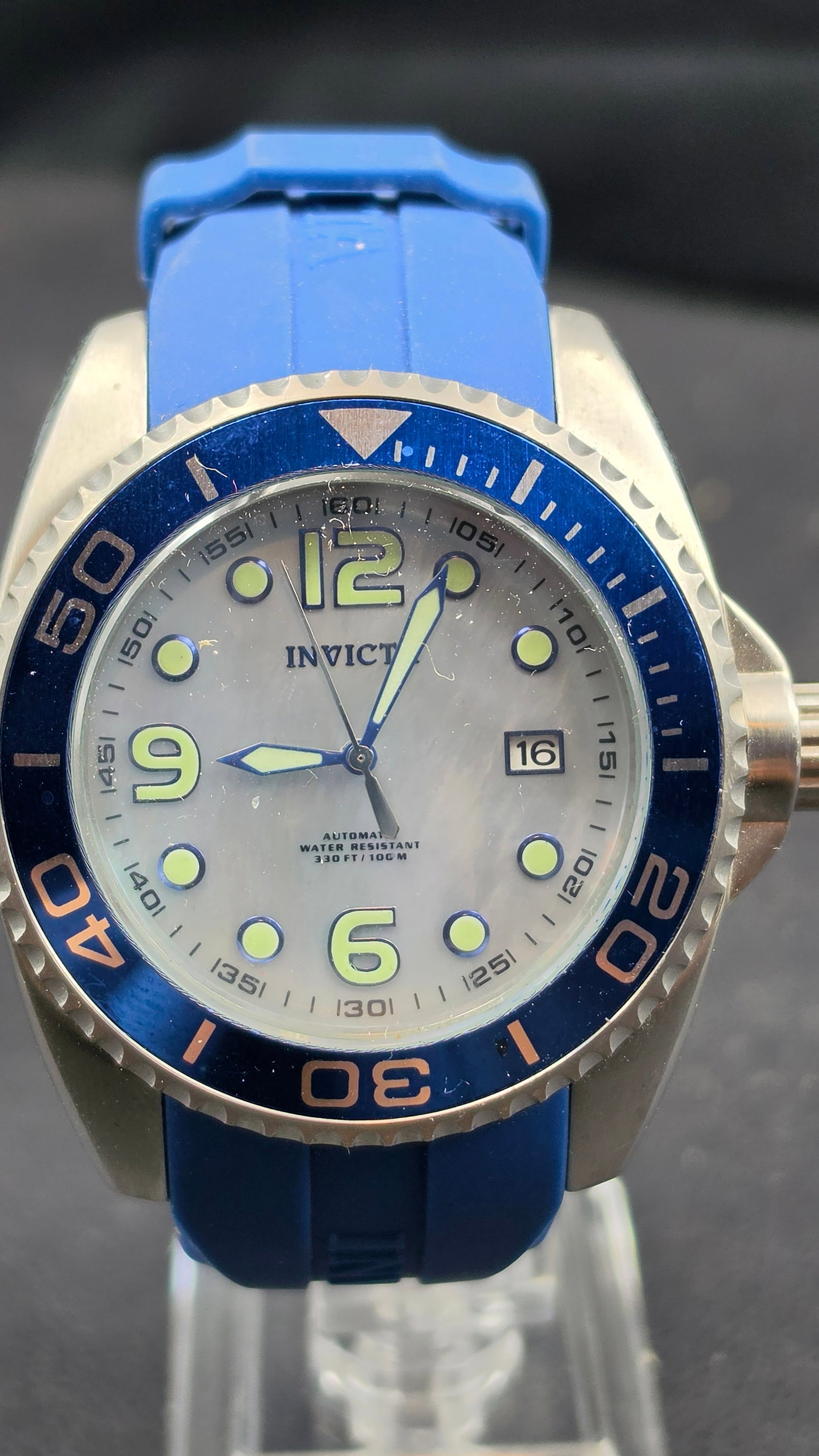Invicta Pro Diver Master of the Oceans Model 0469 NH25A Automatic MOP Dial Blue Bezel 45mm 2008 (1 of 9)