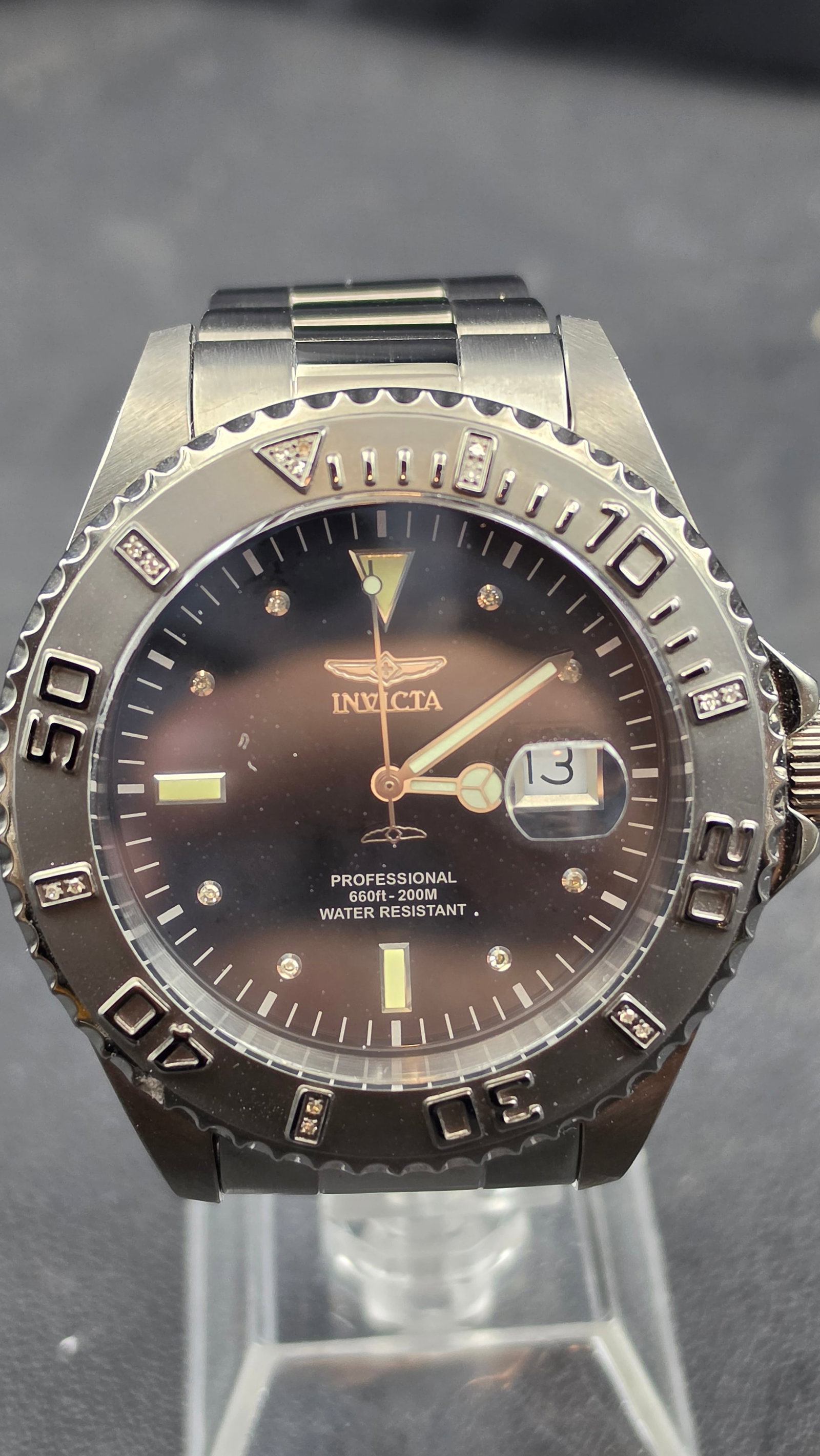 Invicta Pro Diver 14785 Diamond Bezel Black Dial Swiss Quartz Dive Watch 47mm circa 2010s (1 of 9)