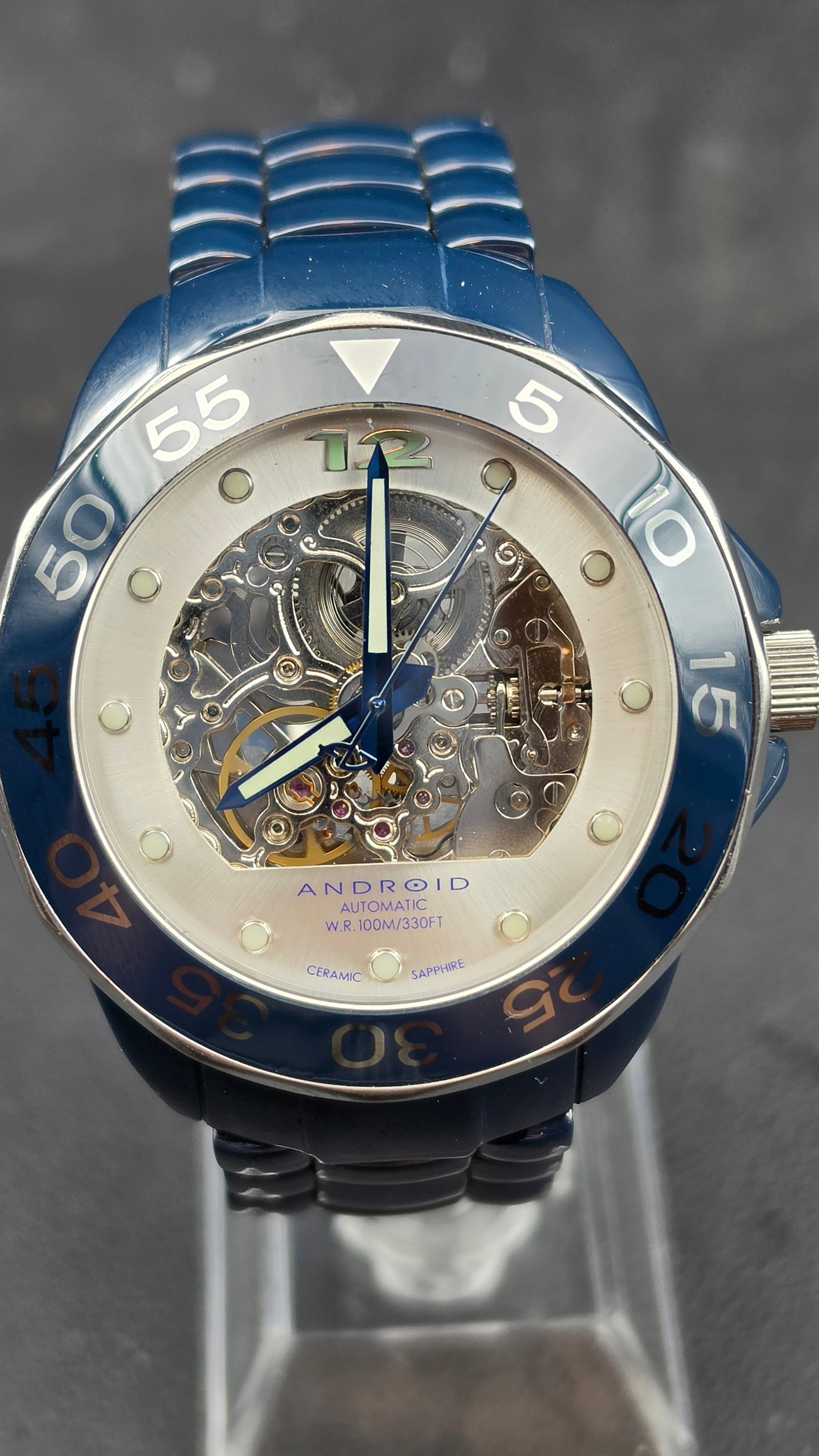 Android USA AD561 Blue Ceramic Skeleton Automatic Seagull TY2807 21J Diver Watch 44mm circa 2010s (1 of 9)