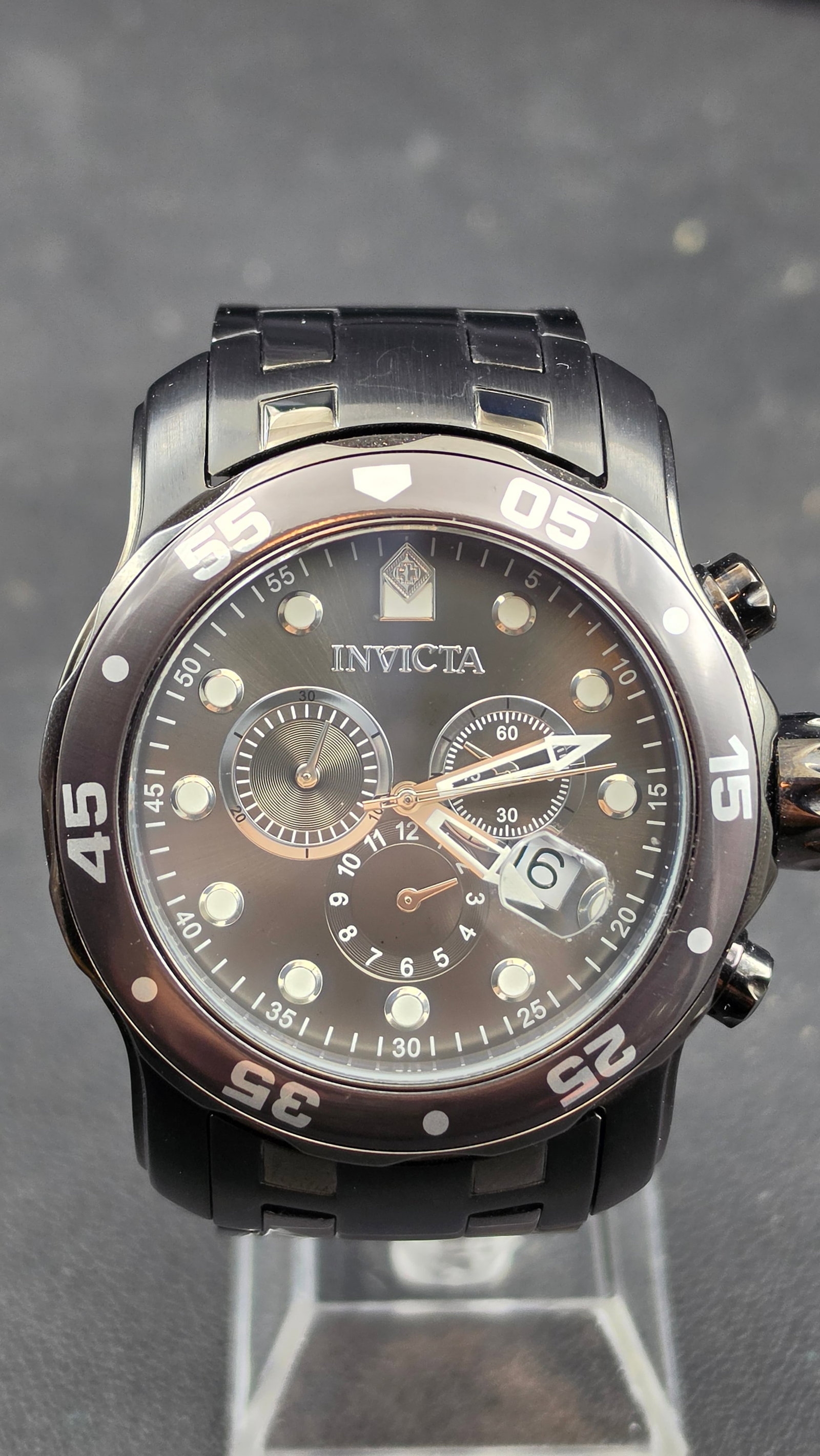 Invicta Pro Diver 7085 Tritnite Chronograph Black IP Swiss Parts 200M Watch 49mm circa 2010s (1 of 10)