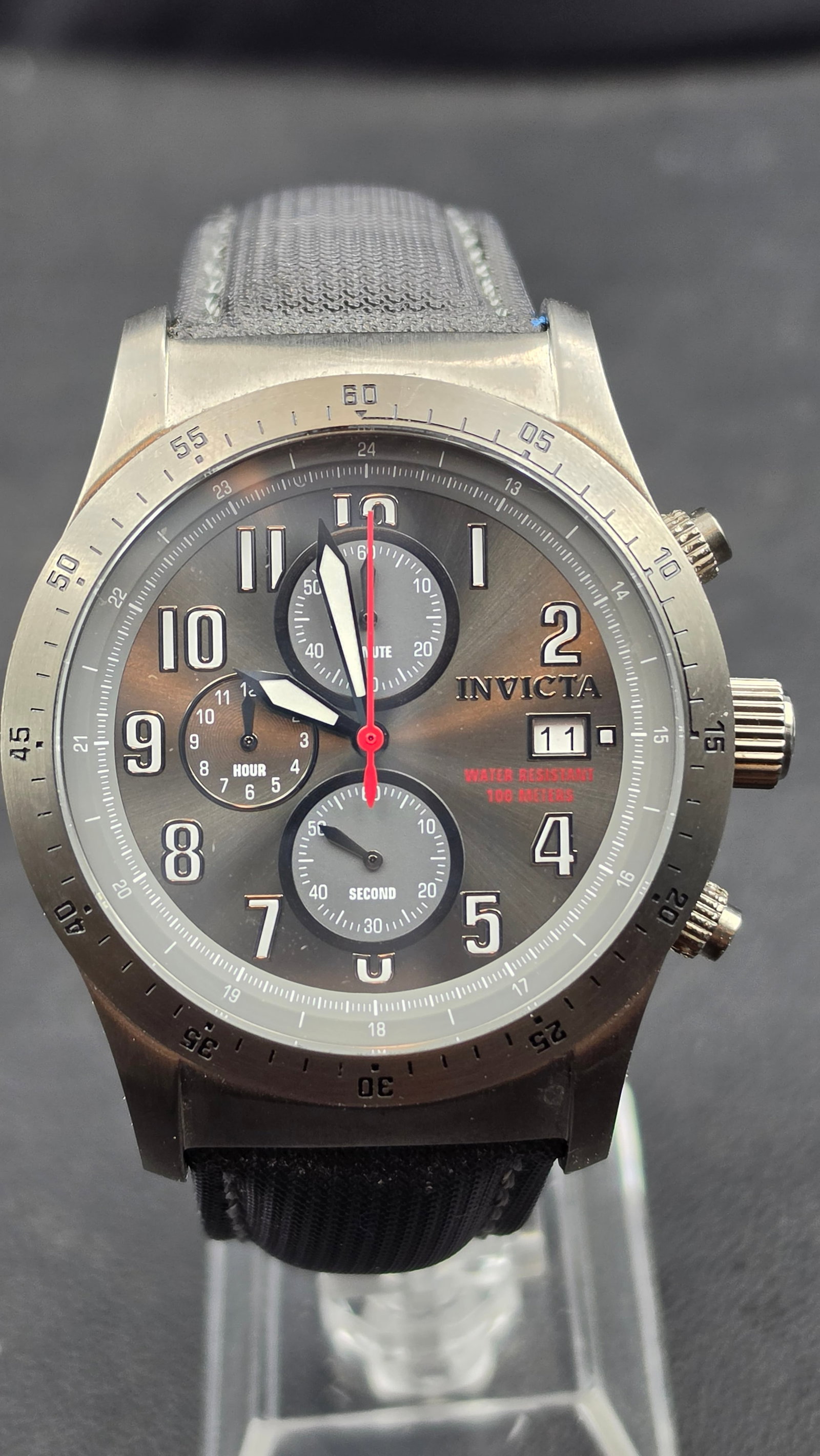 Invicta Model 1320 — Professional Instrument Chronograph, 45mm Stainless Steel, Gray Dial, NOS (1 of 9)