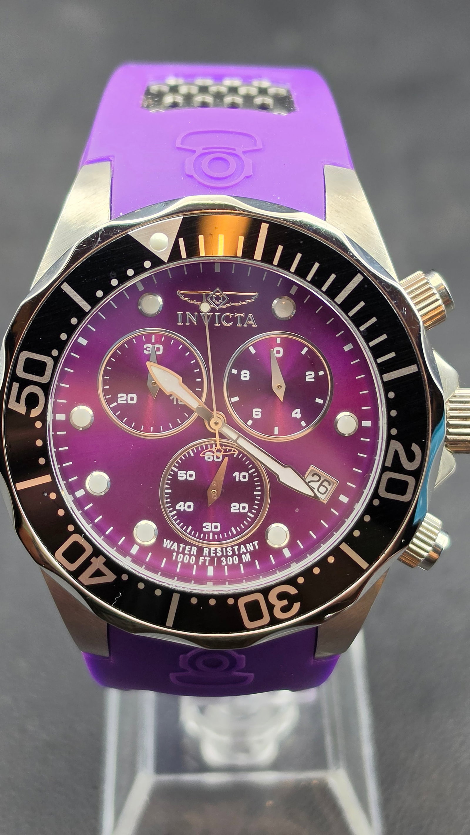 Invicta Pro Diver Model 11477 Swiss Chrono 48mm Purple Dial & Silicone Strap, NOS, c. 2012 (1 of 11)