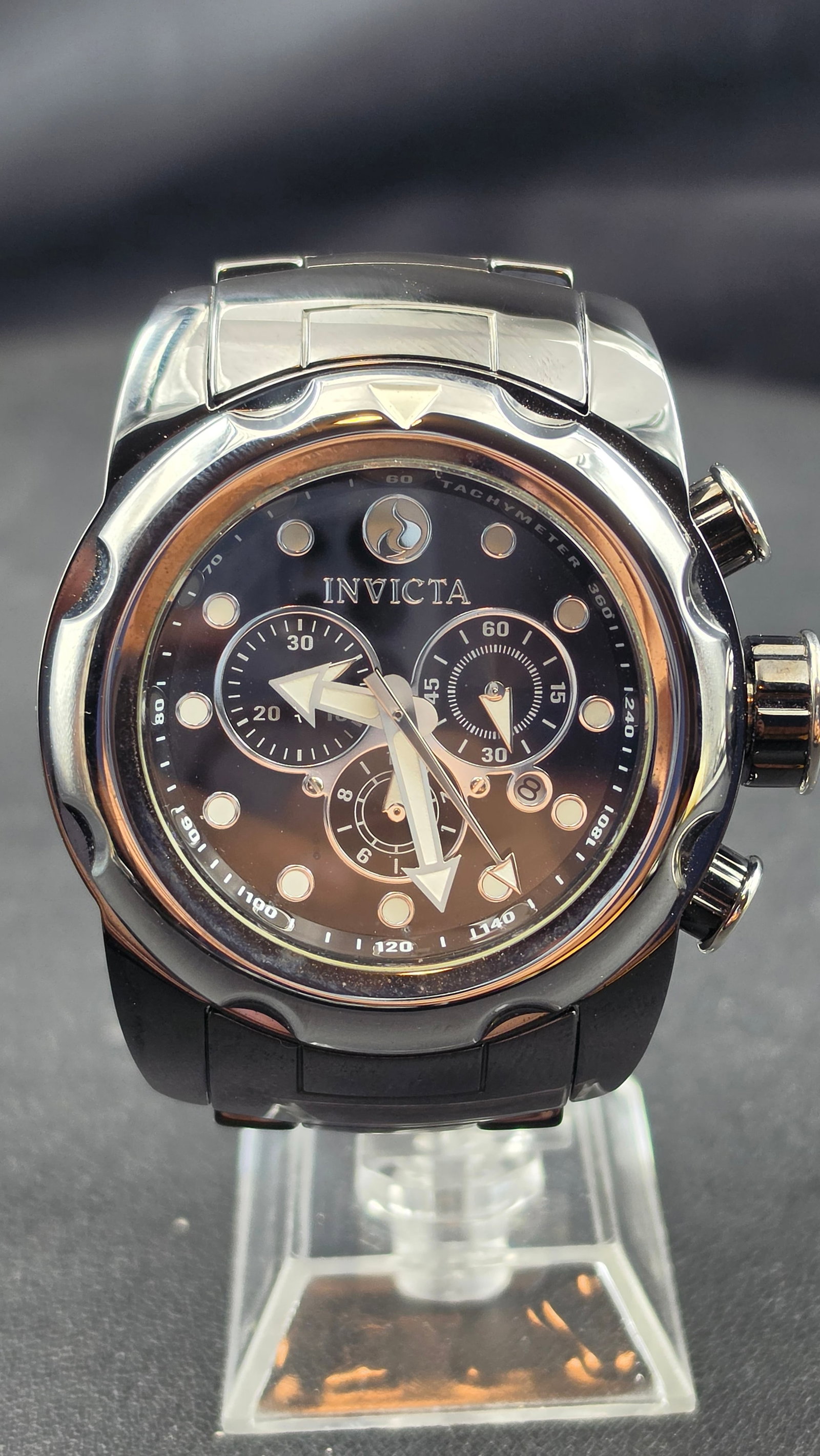 Invicta Reserve Bolt Zeus Model 0315 NOS Chronograph Black Dial Swiss Parts 49mm ~2000s (1 of 10)