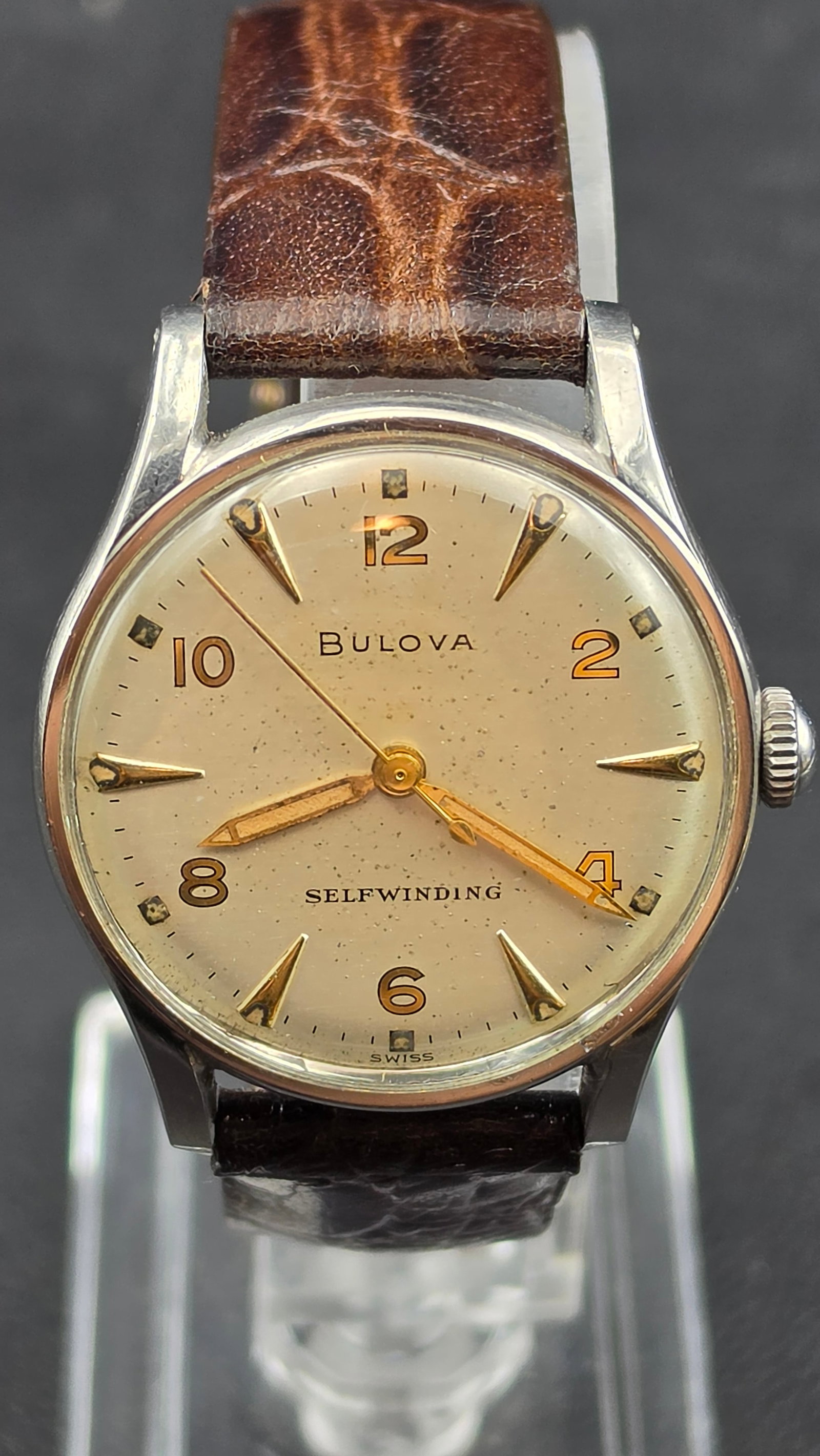 Vintage 1950 Bulova Selfwinding 17 Jewels Swiss Stainless Steel Automatic Running Watch 32mm (1 of 12)