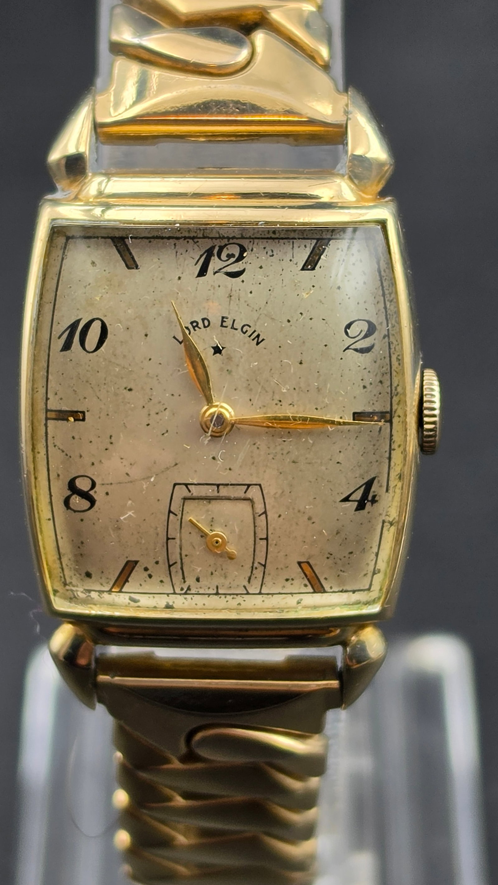 Vintage 1950s Lord Elgin Star 21 Jewel Grade 559 14K Gold Filled Wadsworth Tank Watch Running 23mm (1 of 12)