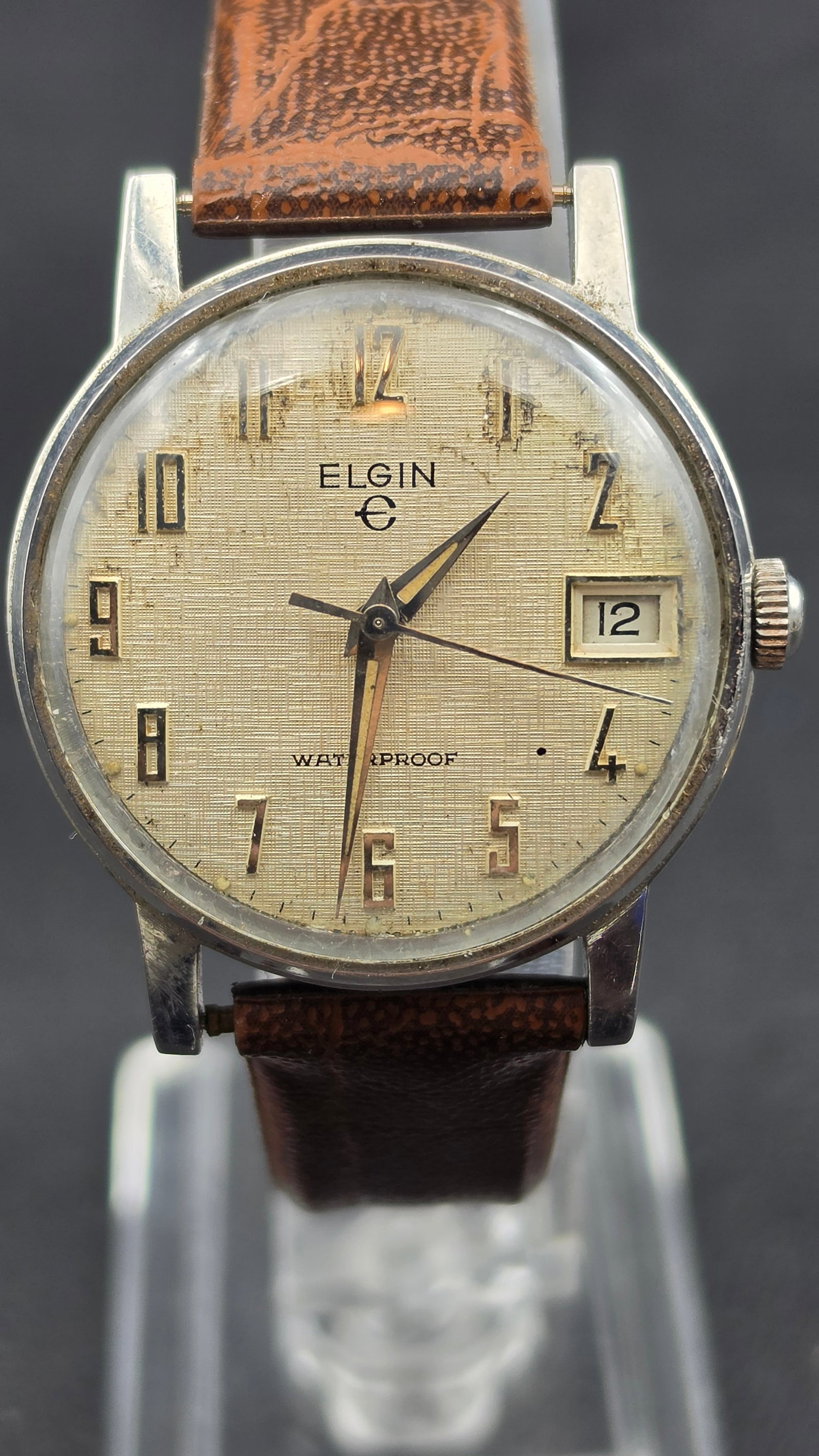 Vintage 1960s Elgin Swiss Caliber 961 17-Jewel Stainless Steel Date Wristwatch 33mm Running (1 of 11)