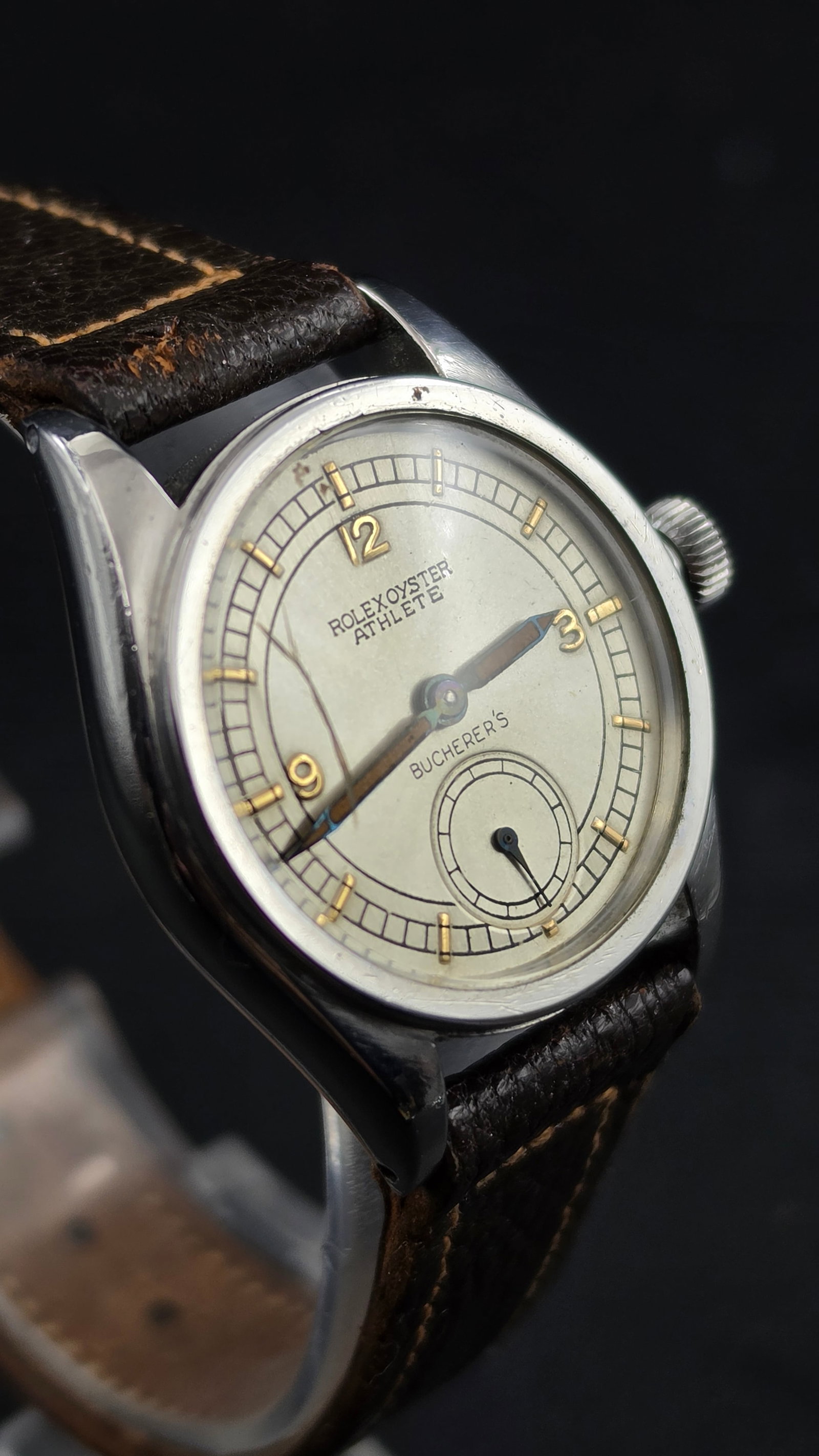 1930s Rolex Oyster Athlete Bucherers Double Signed Dial Stainless Steel 29mm Manual Wind Runs - 3