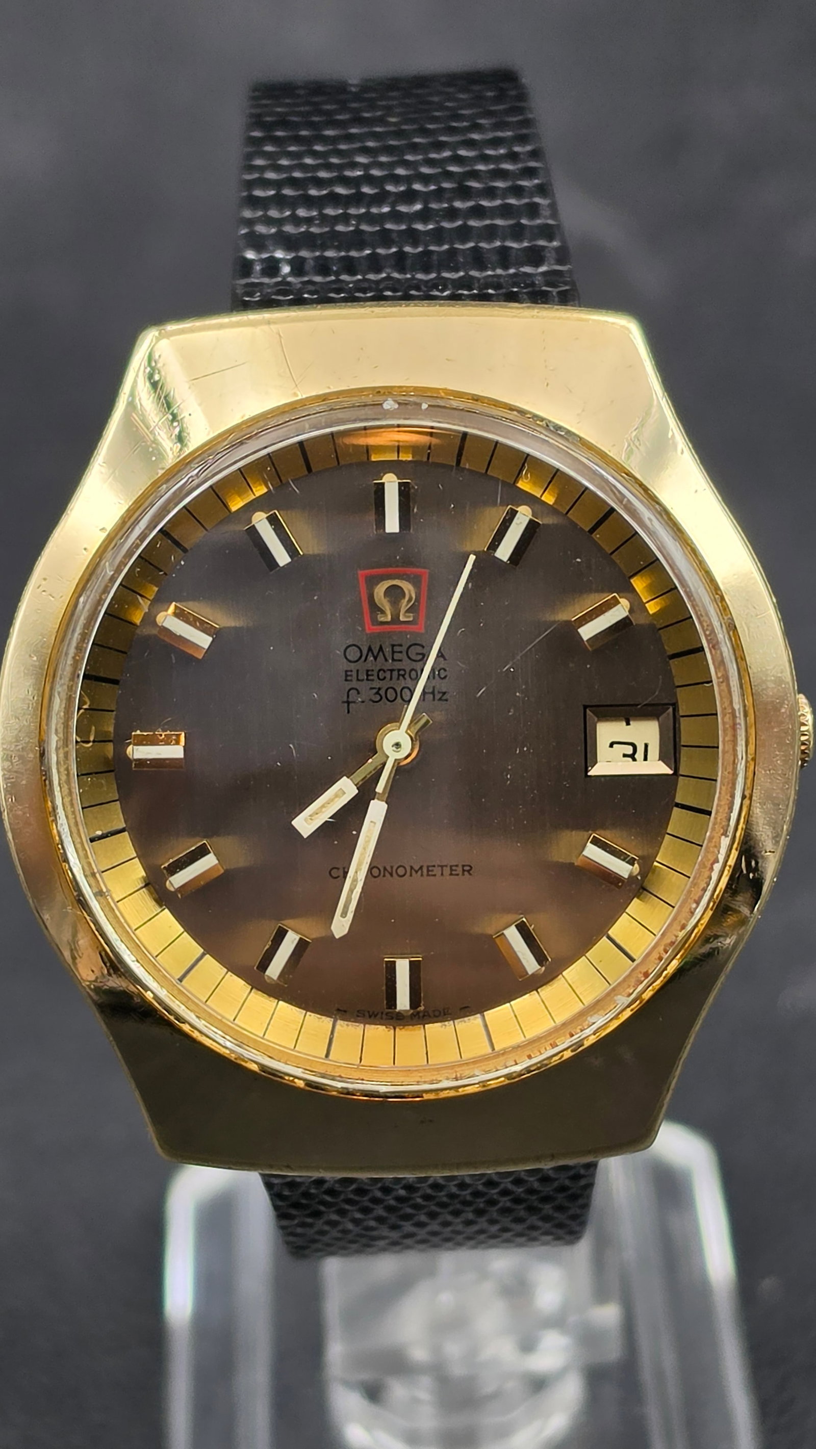 Omega Electronic f300Hz Chronometer Vintage Wristwatch Gold-Tone Steel Back 40mm Cal. 1250 ca. 1972 (1 of 13)
