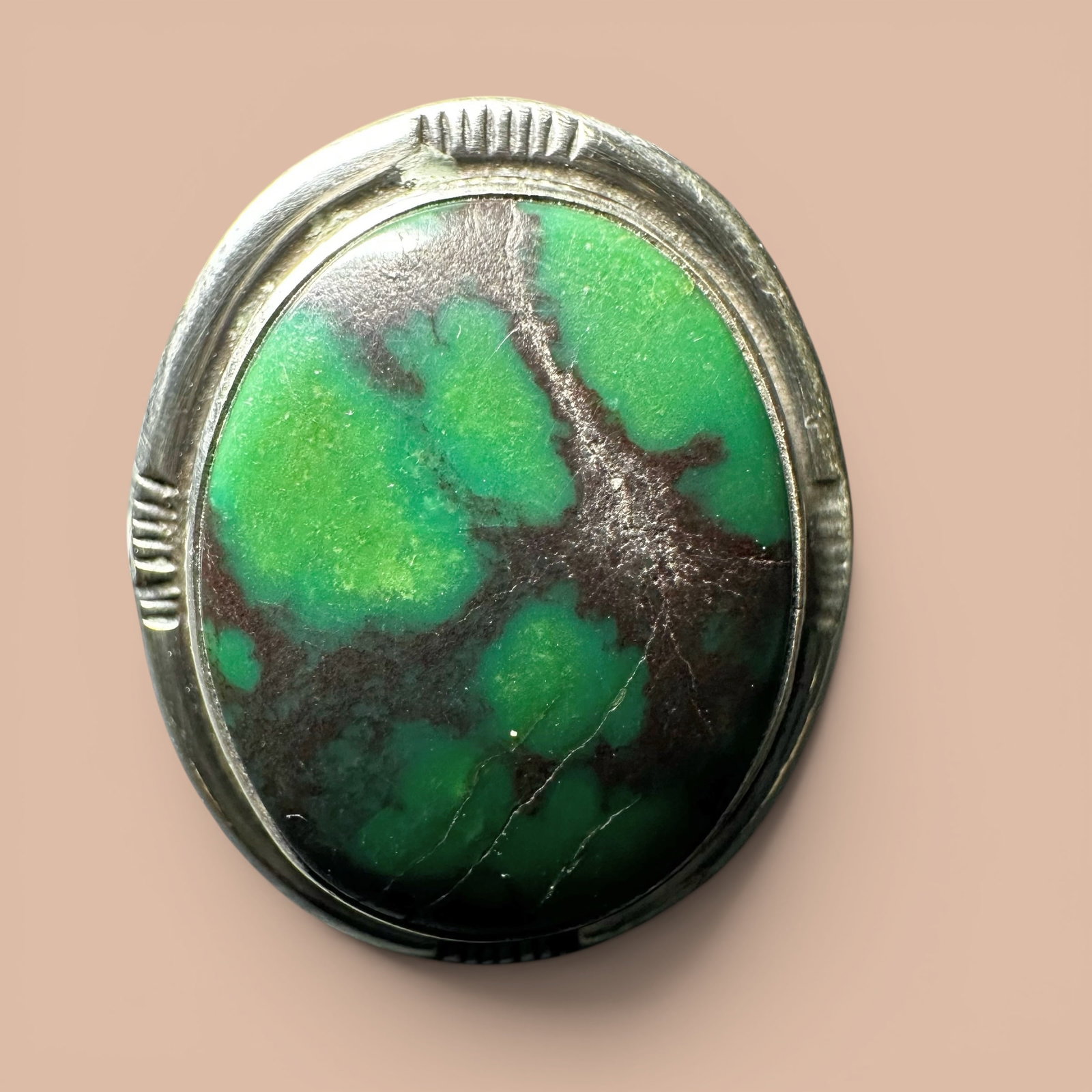 Sz7.5/6g Native American Sterling Silver Green Turquoise Ring (1 of 8)