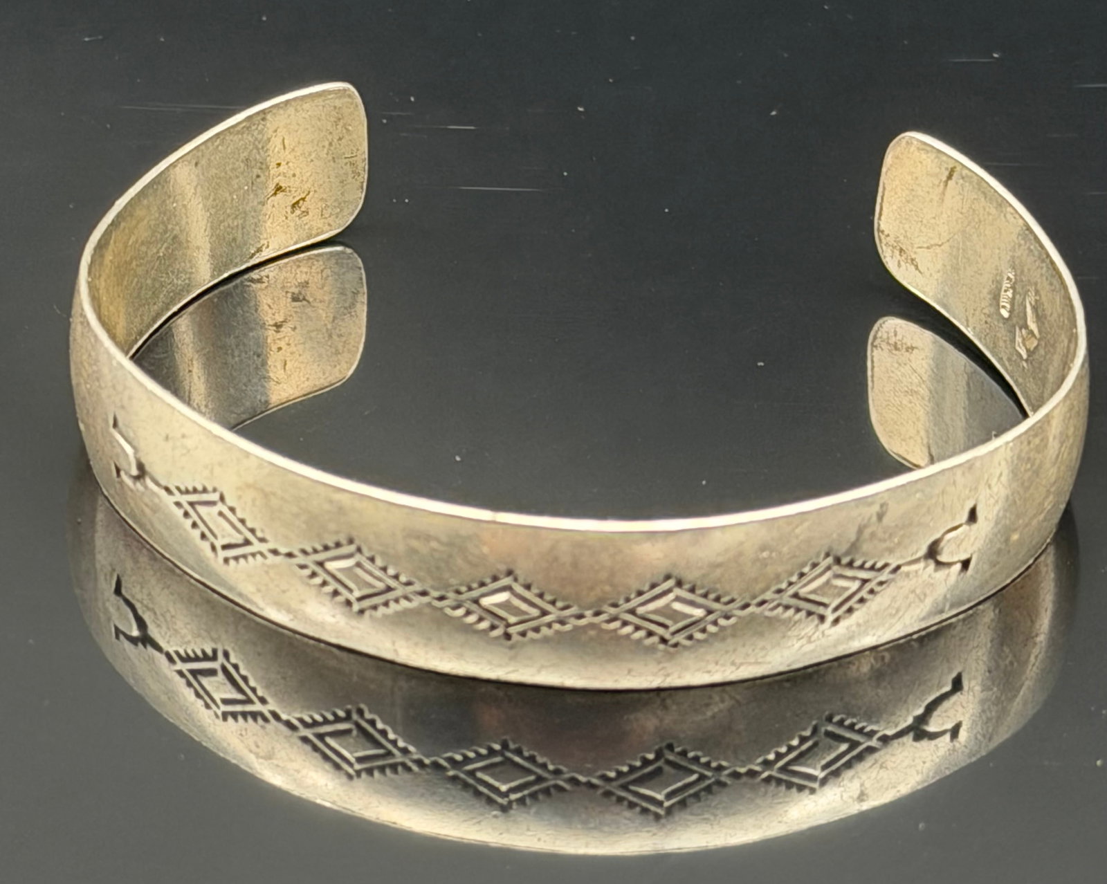 21g-Native American Sterling Silver Stamped Cuff Bracelet (1 of 8)