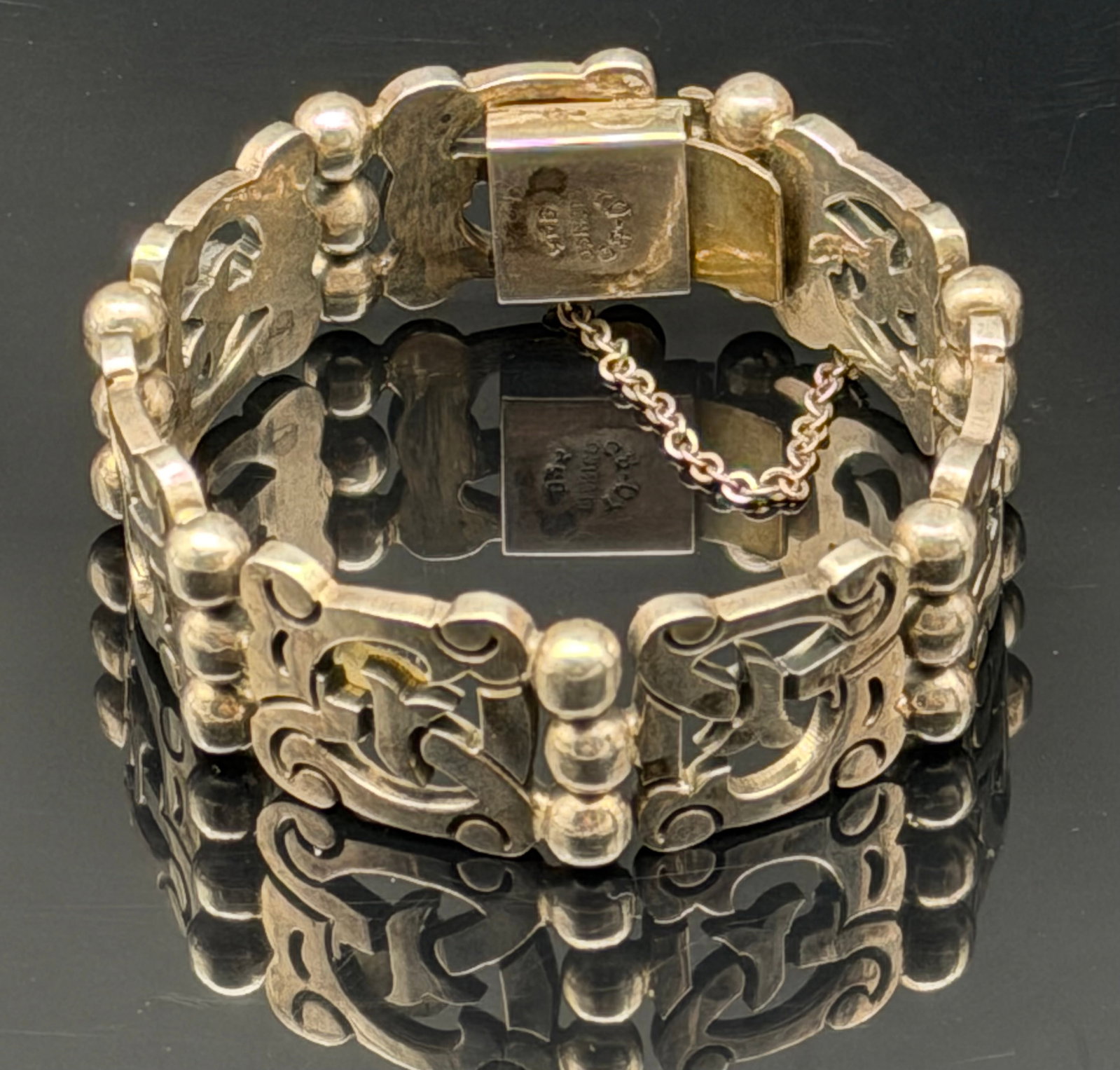 69g-Vintage Taxco Mexico 925 Sterling Silver Heavy Link Bracelet (1 of 10)