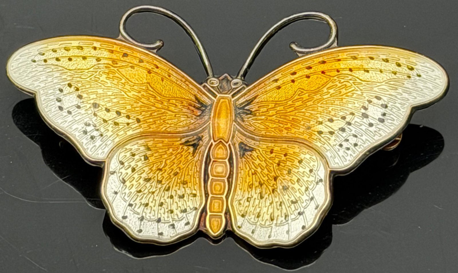 9g-Vintage Norwegian Sterling Silver 925S Guilloche Enamel Butterfly Brooch Pin (1 of 4)