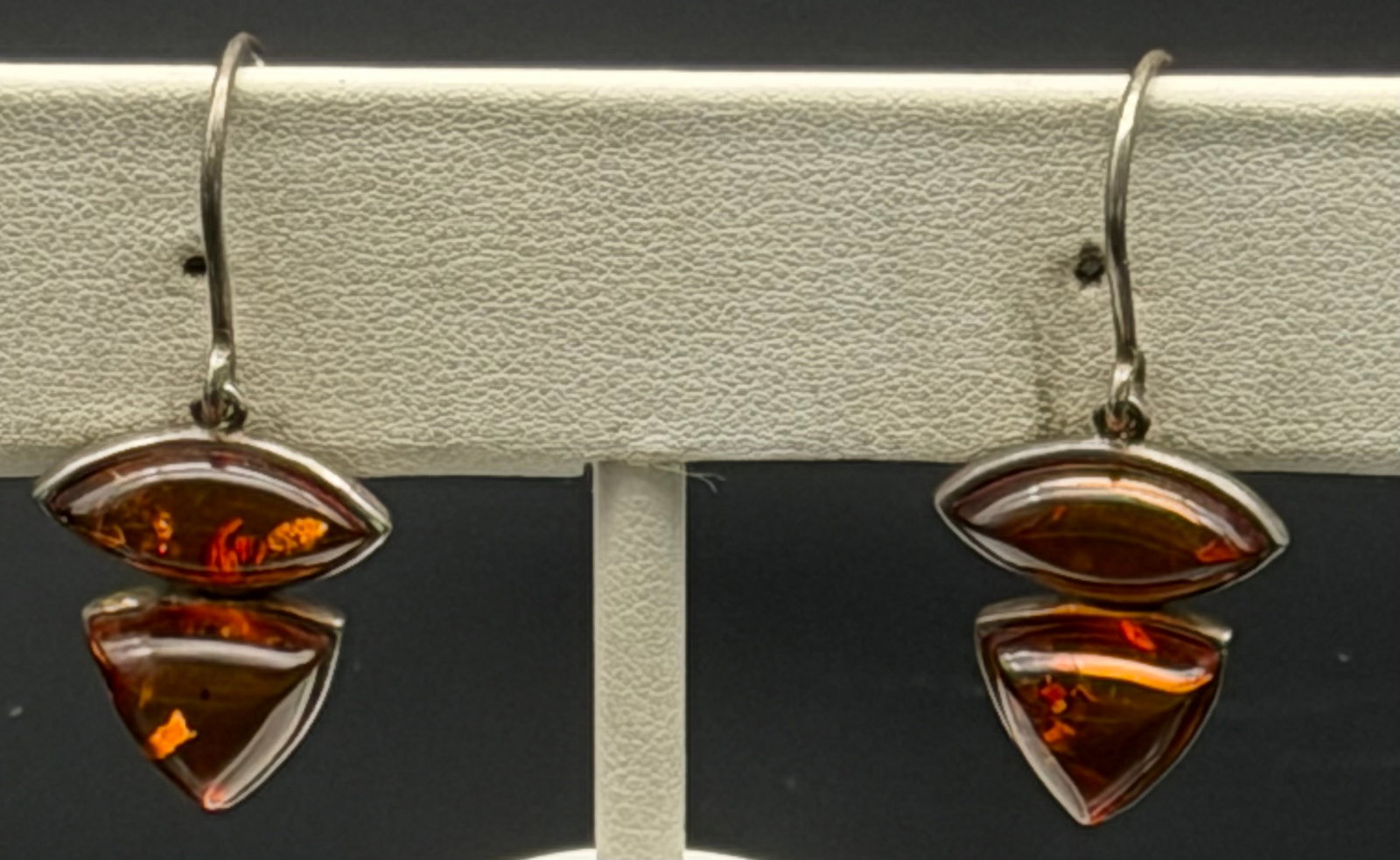 4g-Vintage 925 Sterling Silver Baltic Amber Dangle Earrings (1 of 6)