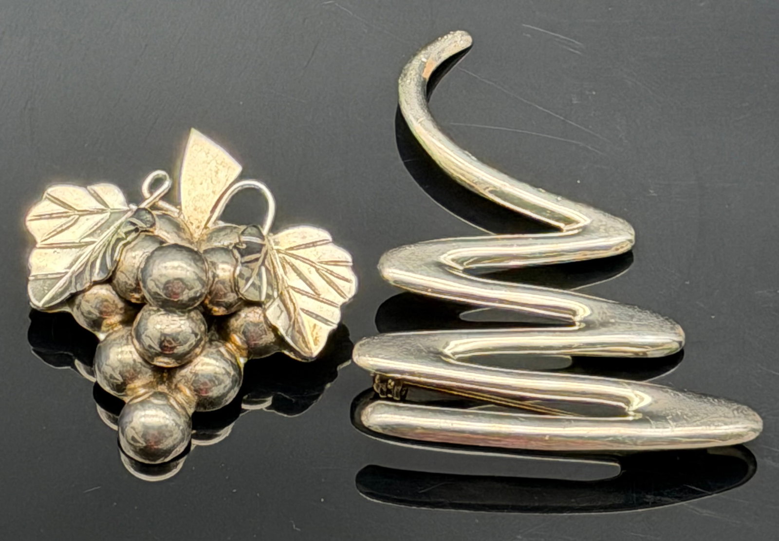 19g-Vintage Sterling Silver Pendant Lot – Mexico Grape Cluster & Modernist Spiral Pendants (1 of 7)