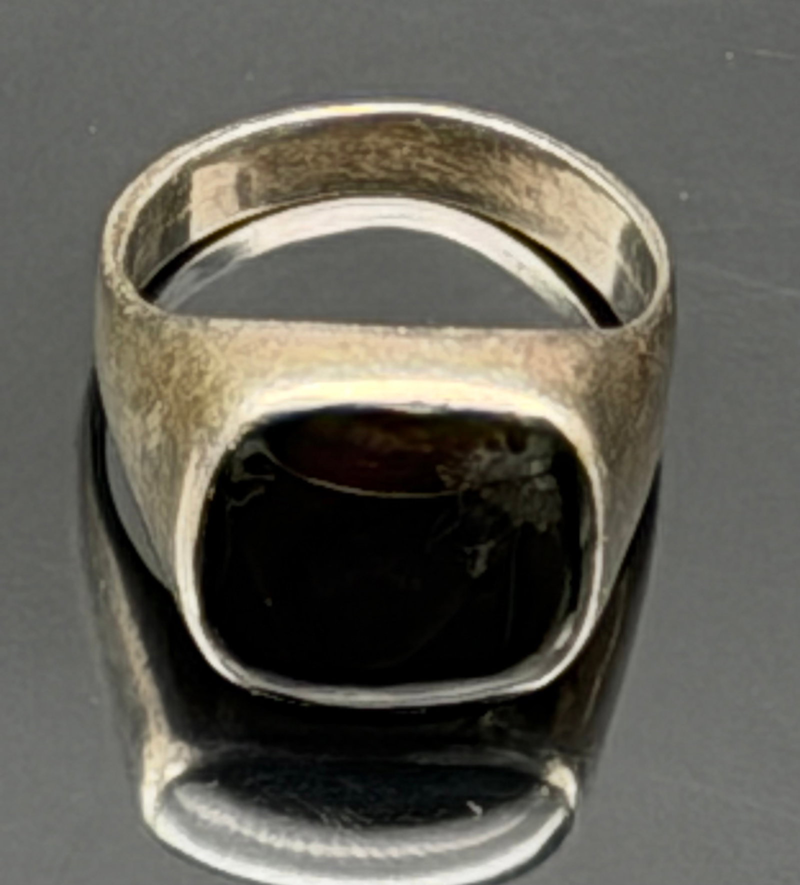 10g-Solid Sterling Silver Signet Ring: Square Onyx Stone, Handmade (1 of 7)