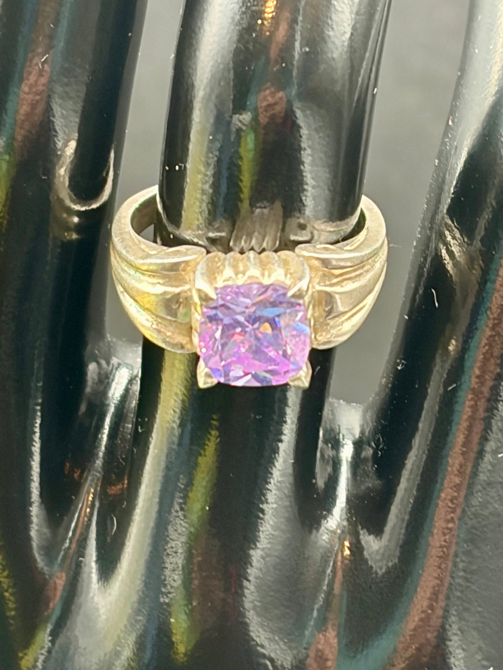5.4g 925 Silver Purple CZ Solitaire Ring Vintage (1 of 7)