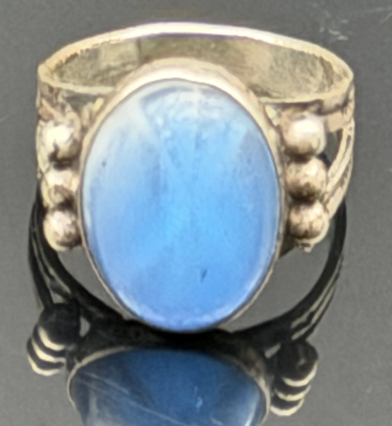 4g-Vintage Sterling Silver Blue Cabochon Ring Southwestern Style Sterling Ring (1 of 10)