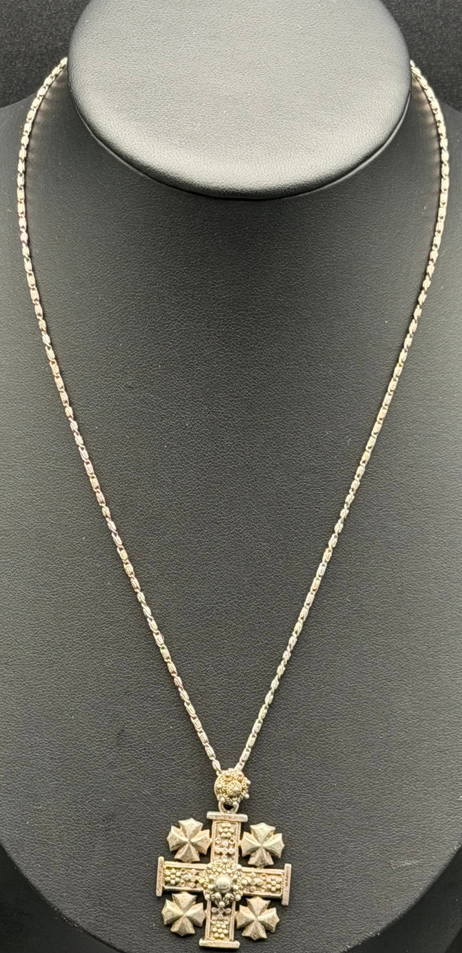 12g-Vintage Sterling Silver Jerusalem Cross Pendant Necklace (1 of 7)