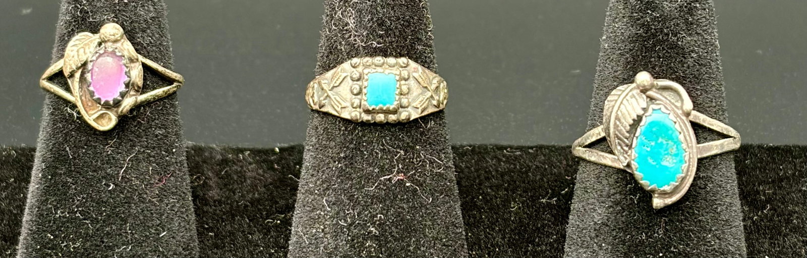 4.9g Sterling Gemstone Ring Lot of 3 Vintage (1 of 14)
