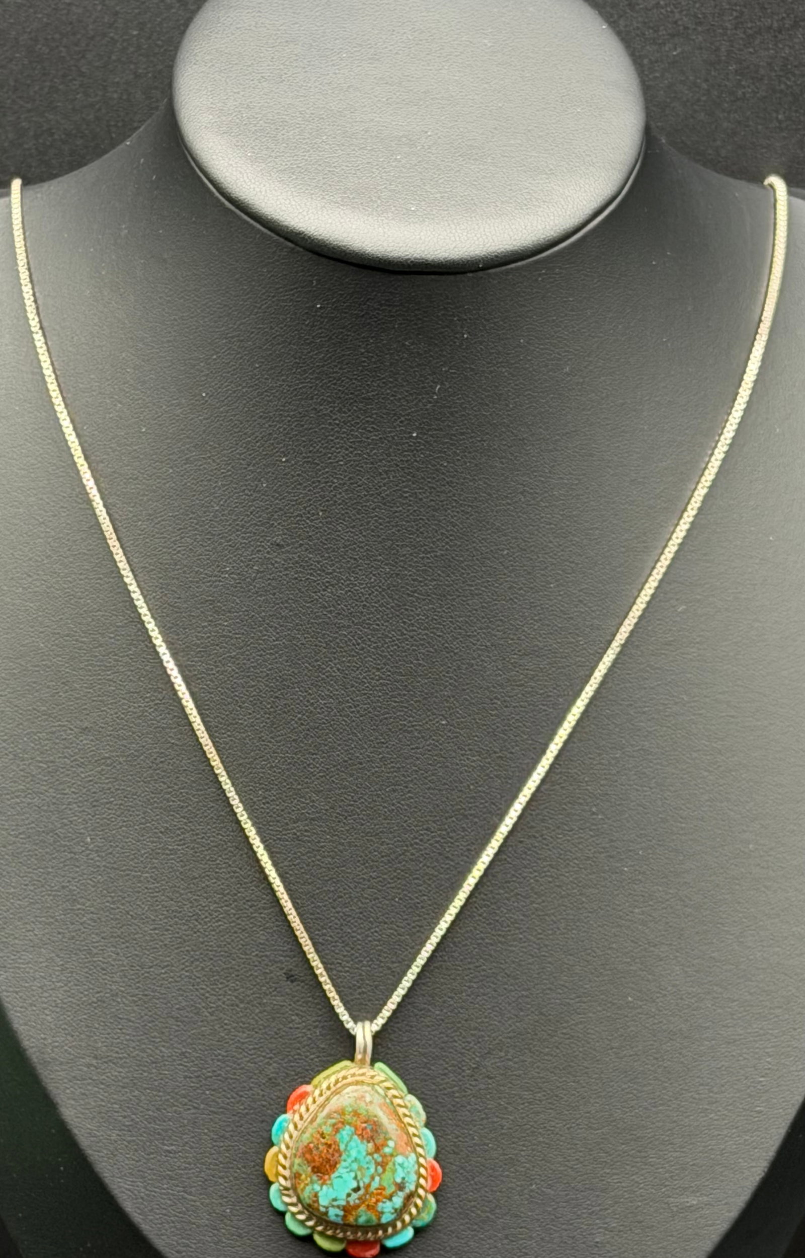 15g-Signed B. Manning Sterling Silver Mojave Turquoise Pendant (1 of 8)