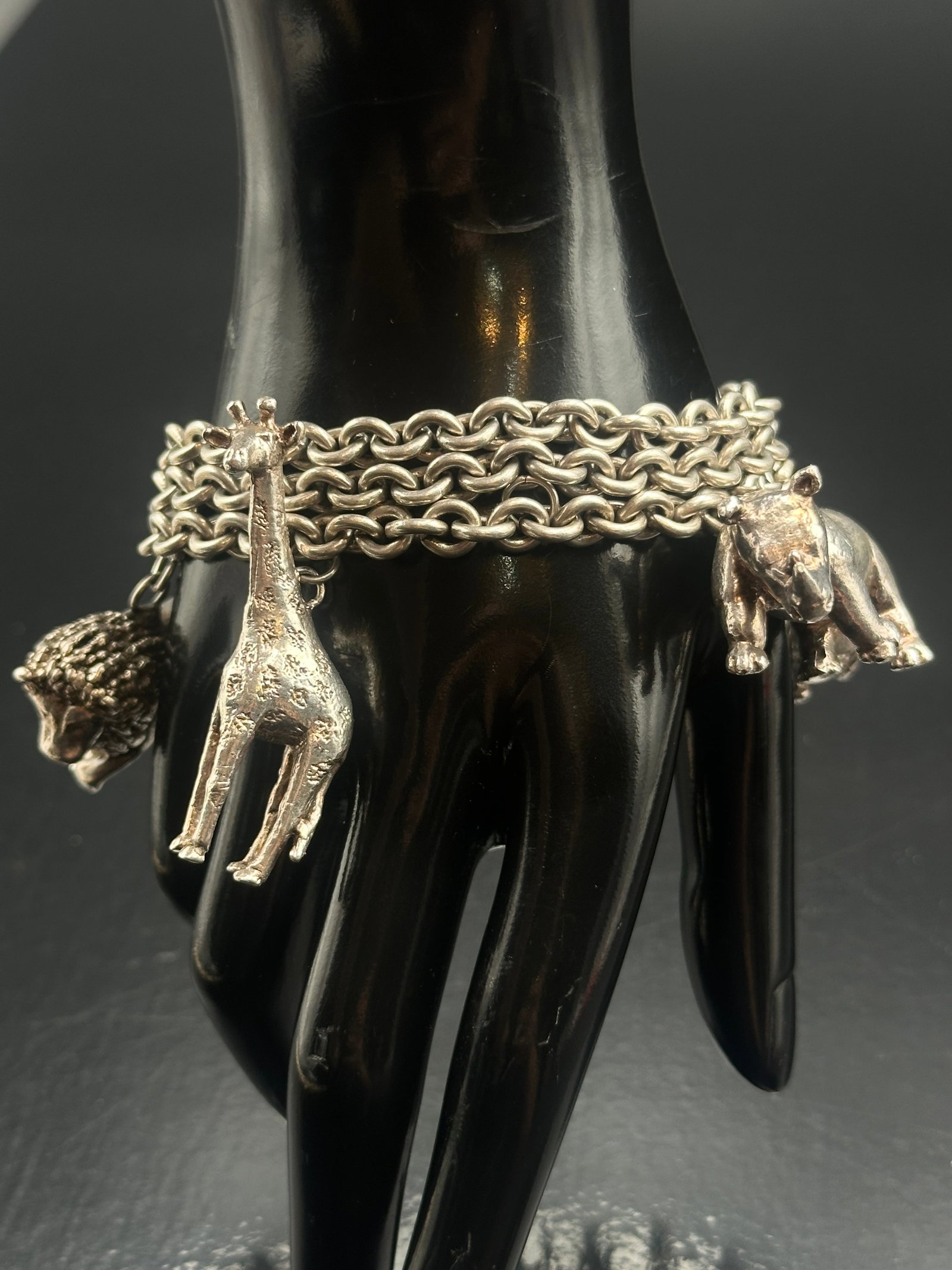 JC Sterling Silver Safari Animal Charm Bracelet 100g (1 of 13)